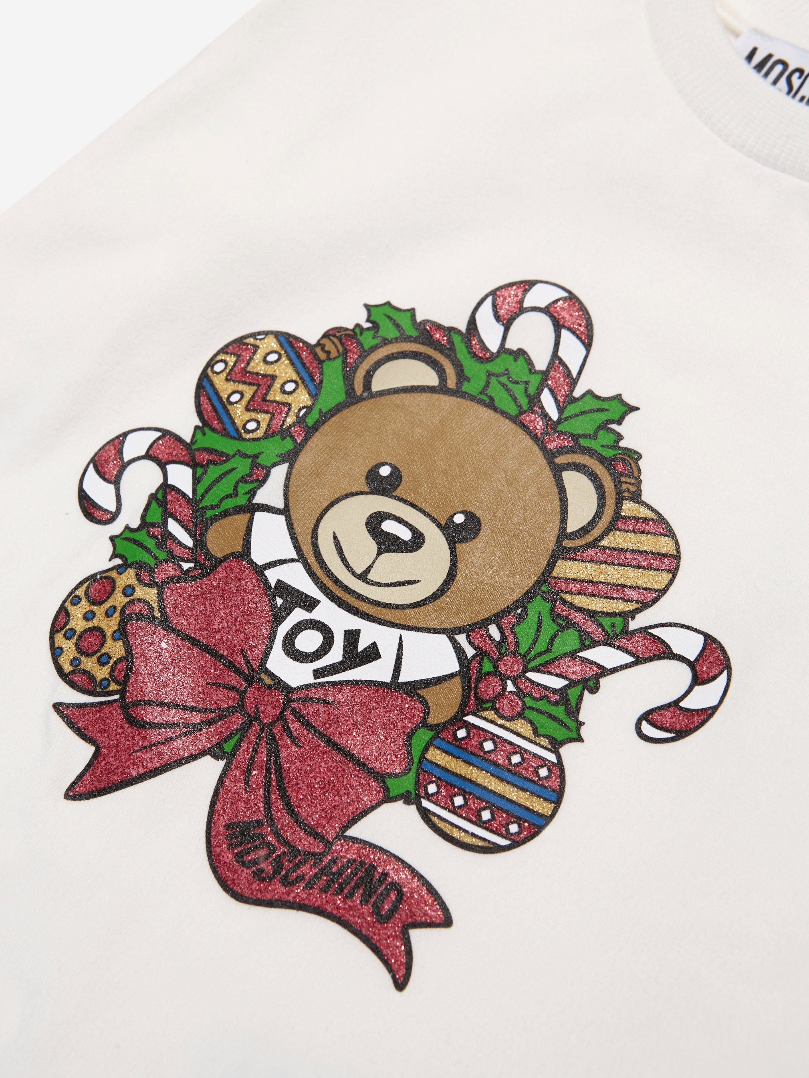 Moschino Baby Holiday T-Shirt With Gift Box in Ivory