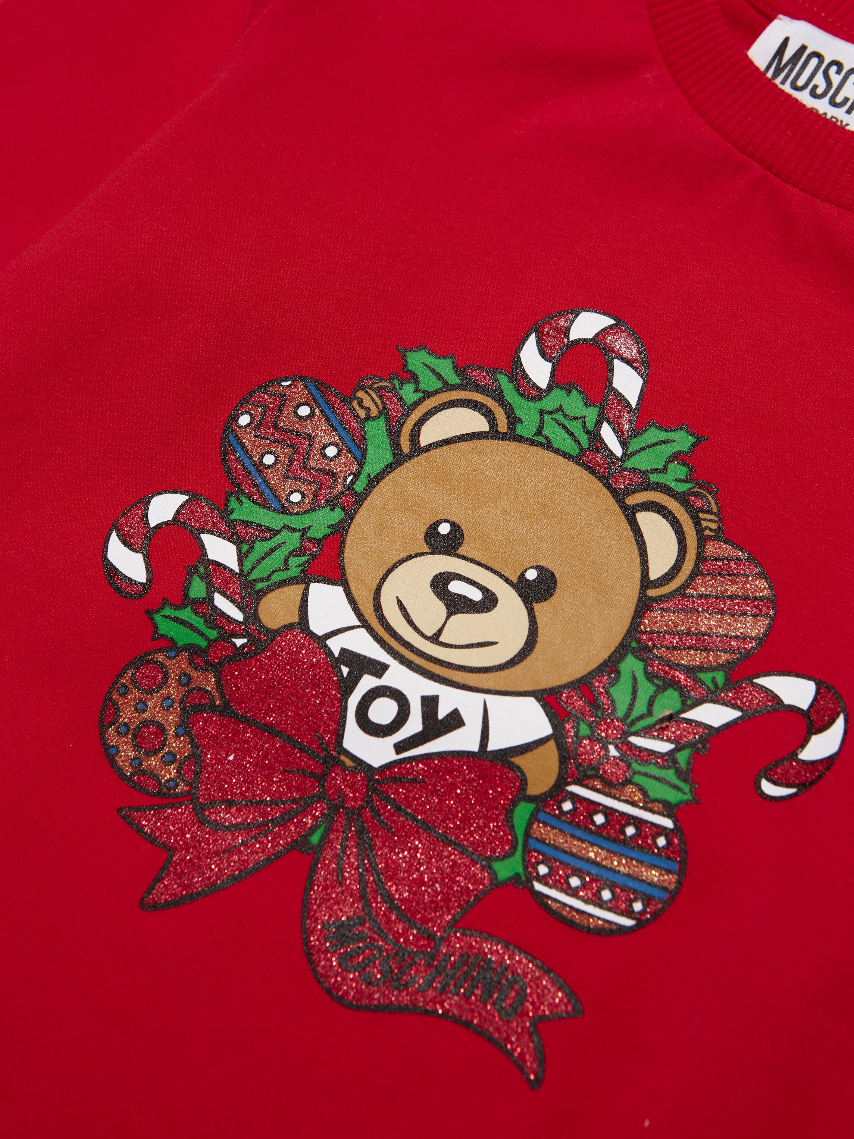 Moschino Baby Holiday T-Shirt With Gift Box in Red