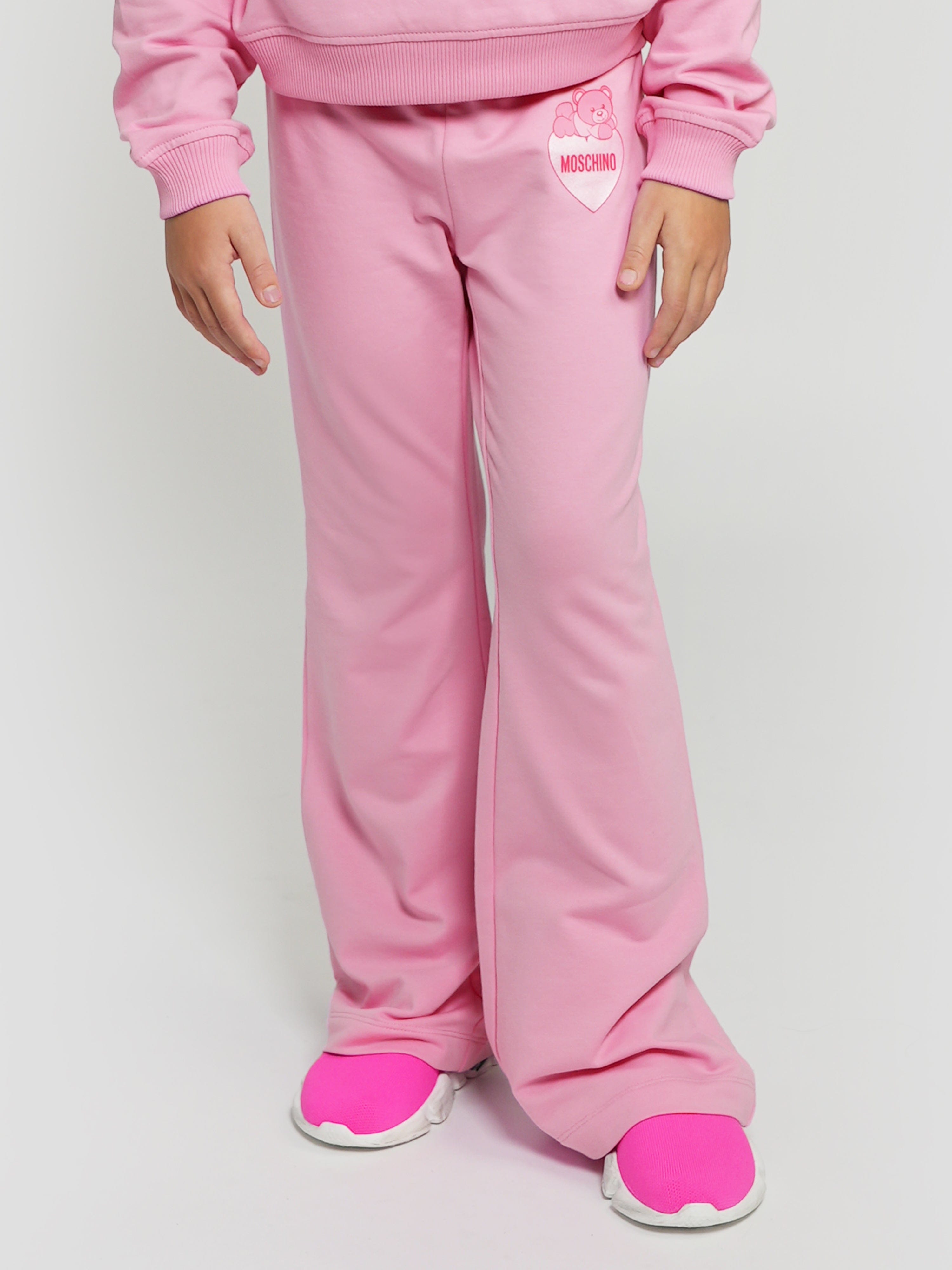 Girls Flared Logo Joggers in Pink