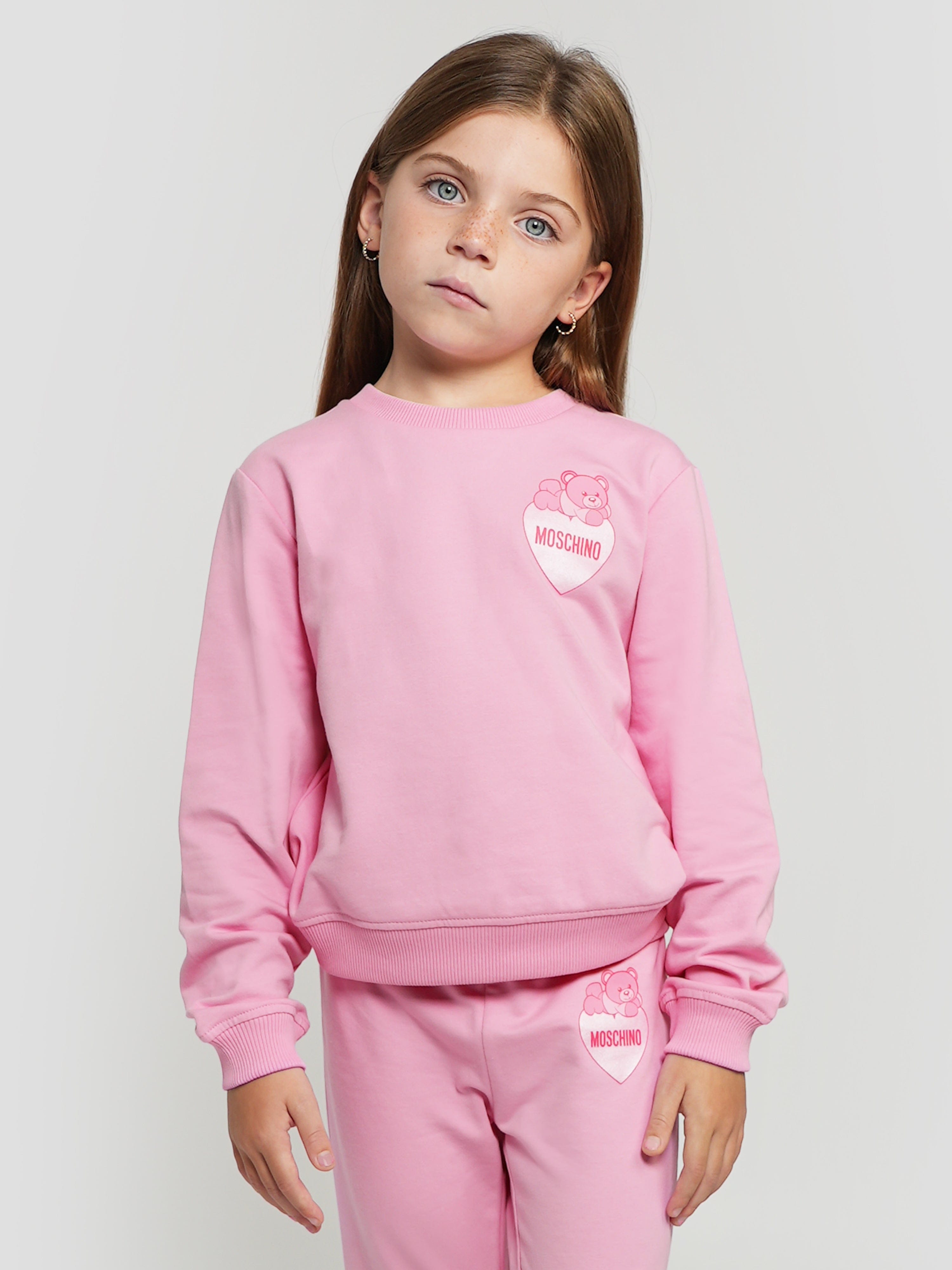 Girls Bear Heart Logo Sweatshirt in Pink