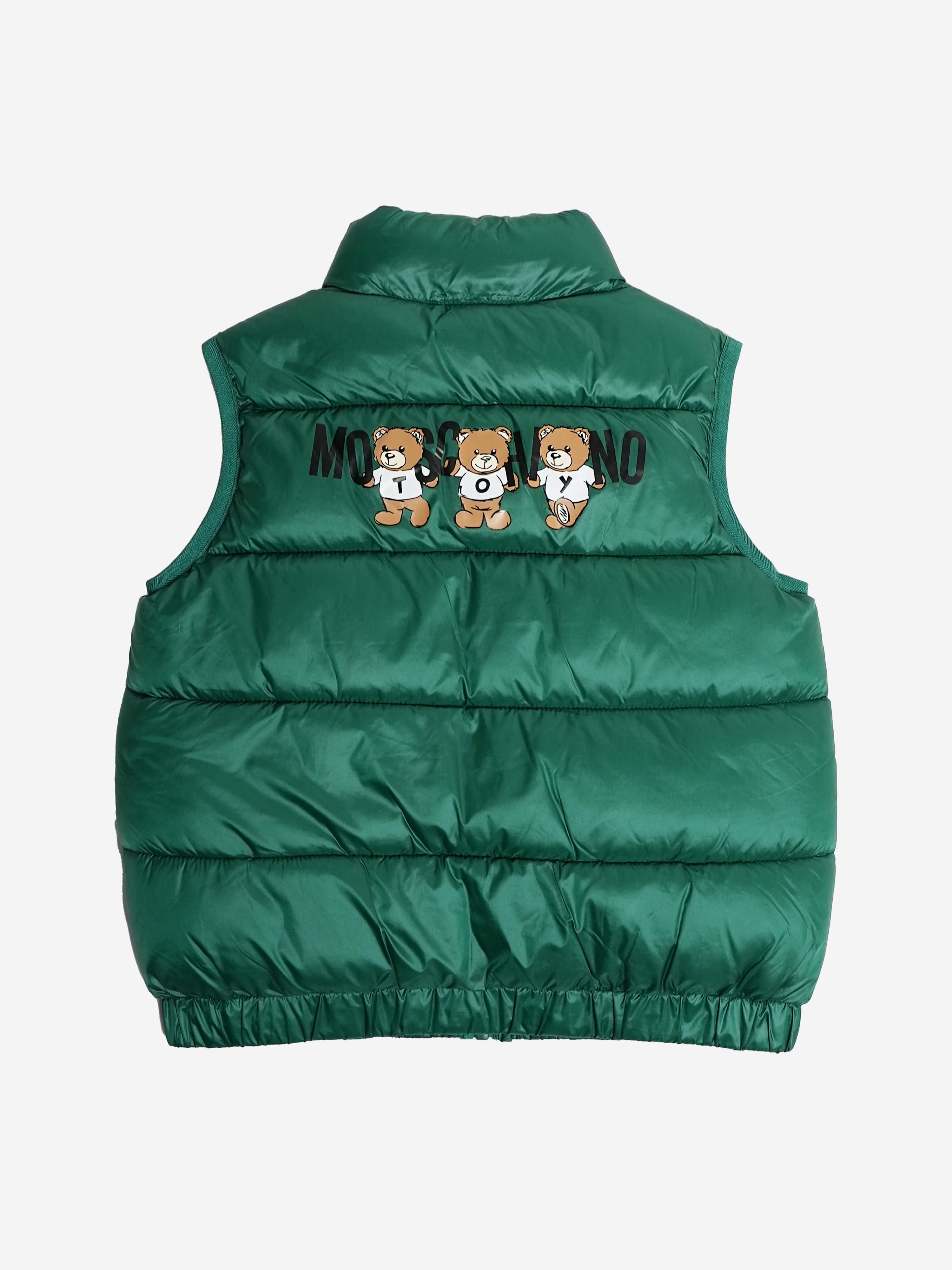 Kids Bear Logo Gilet in Green