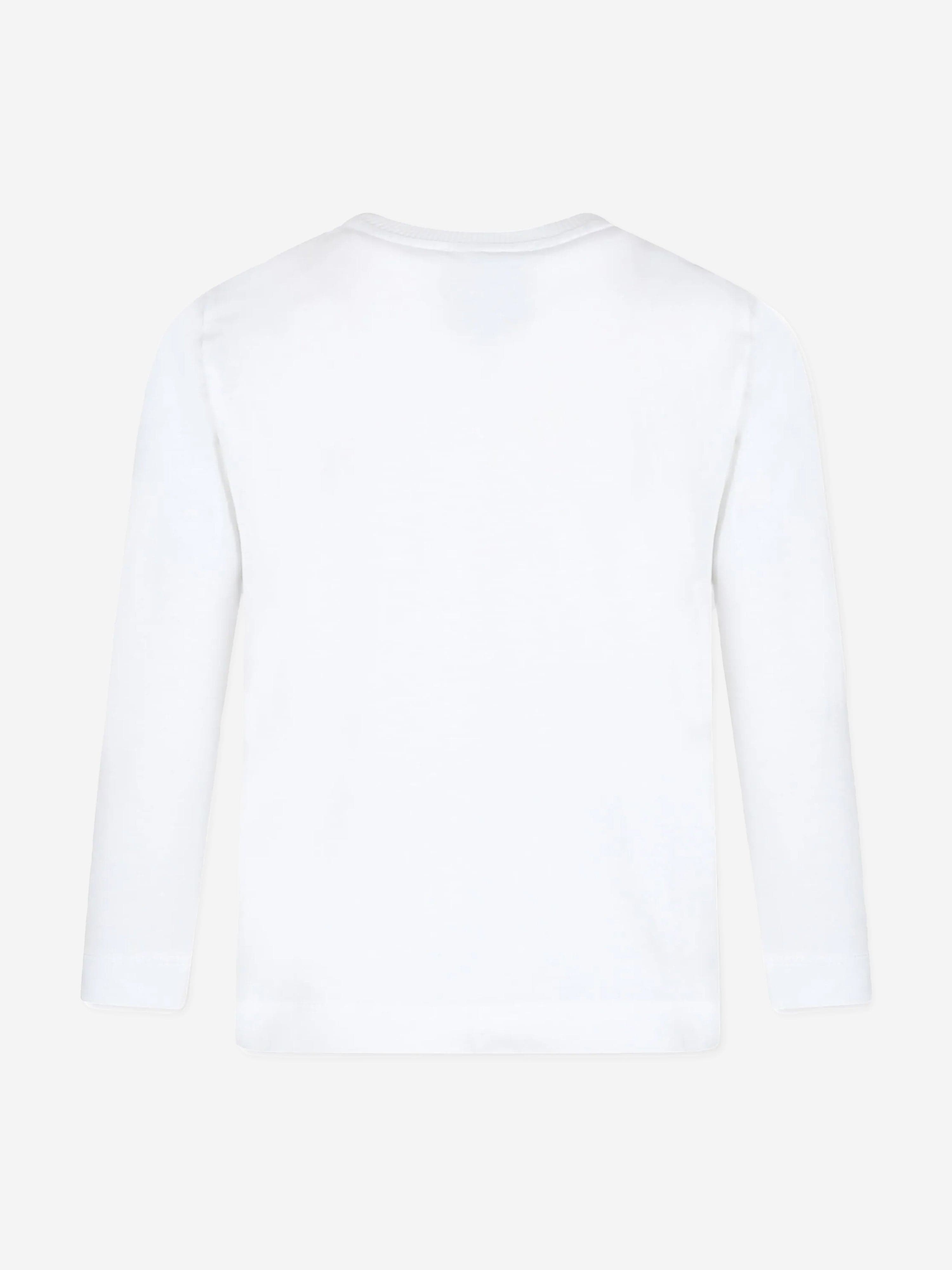 Moschino Kids Long Sleeve Logo T-Shirt in White