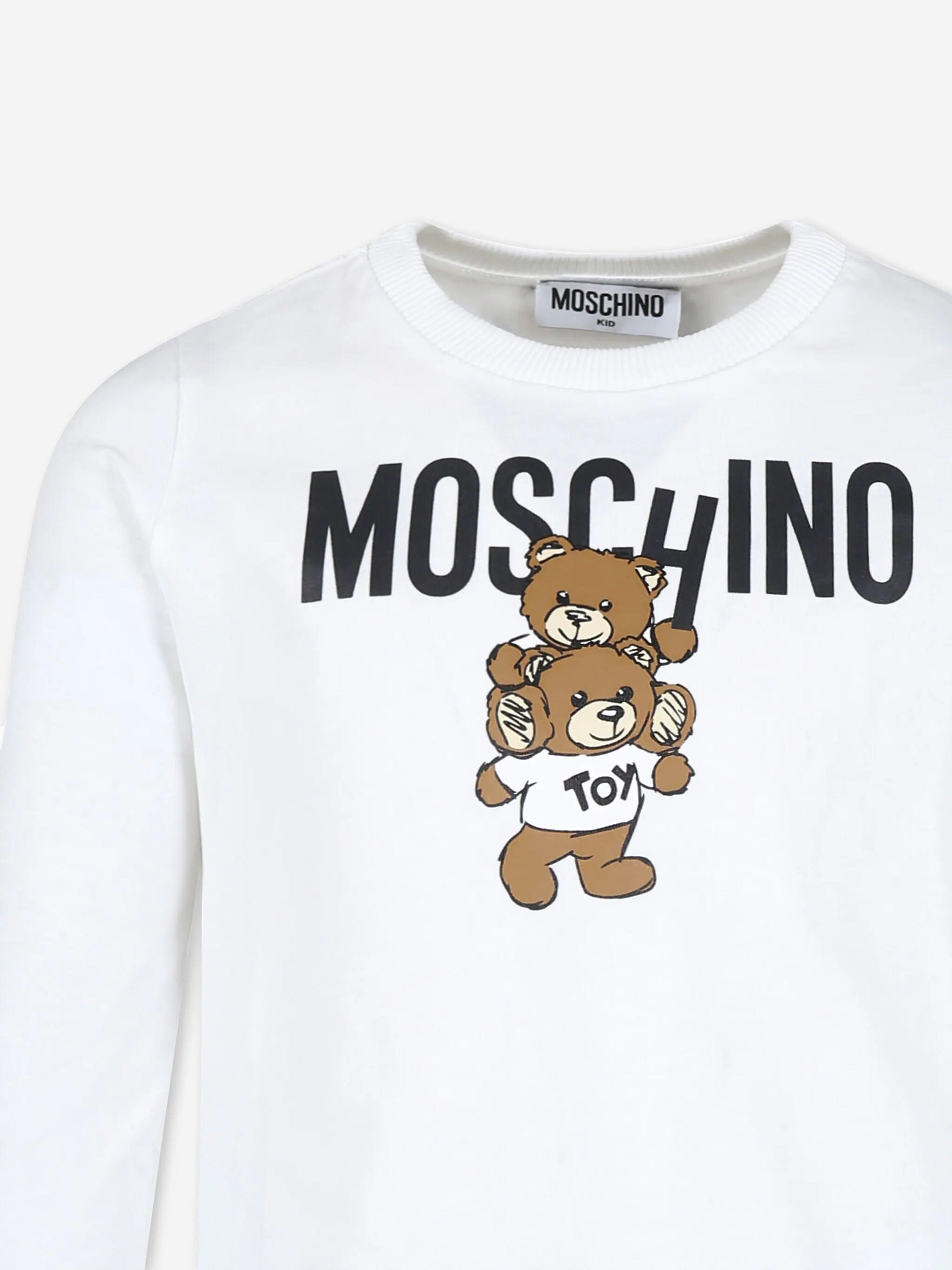 Moschino Kids Long Sleeve Logo T-Shirt in White