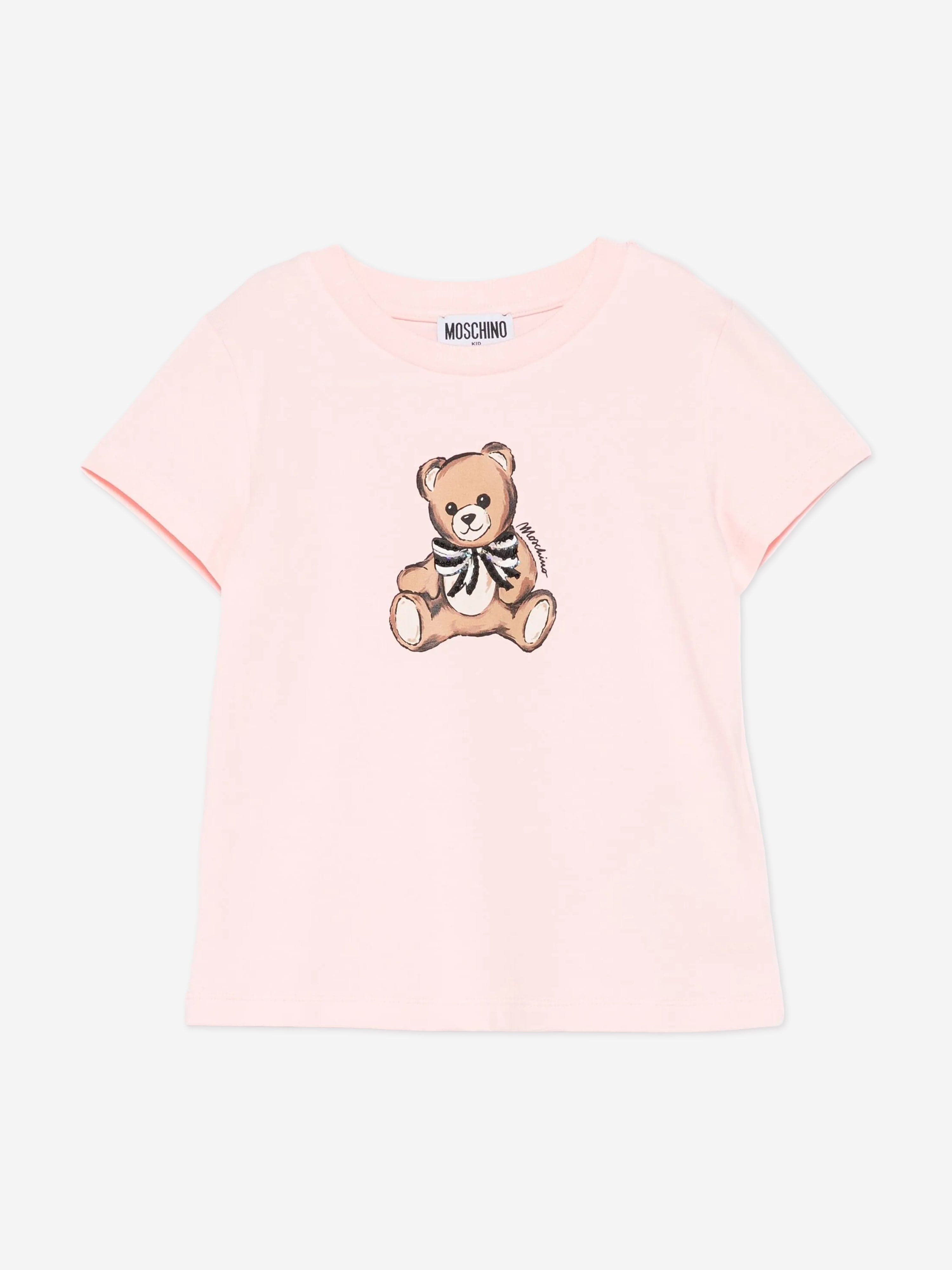 Moschino Girls Teddy Bear T-Shirt in Pink