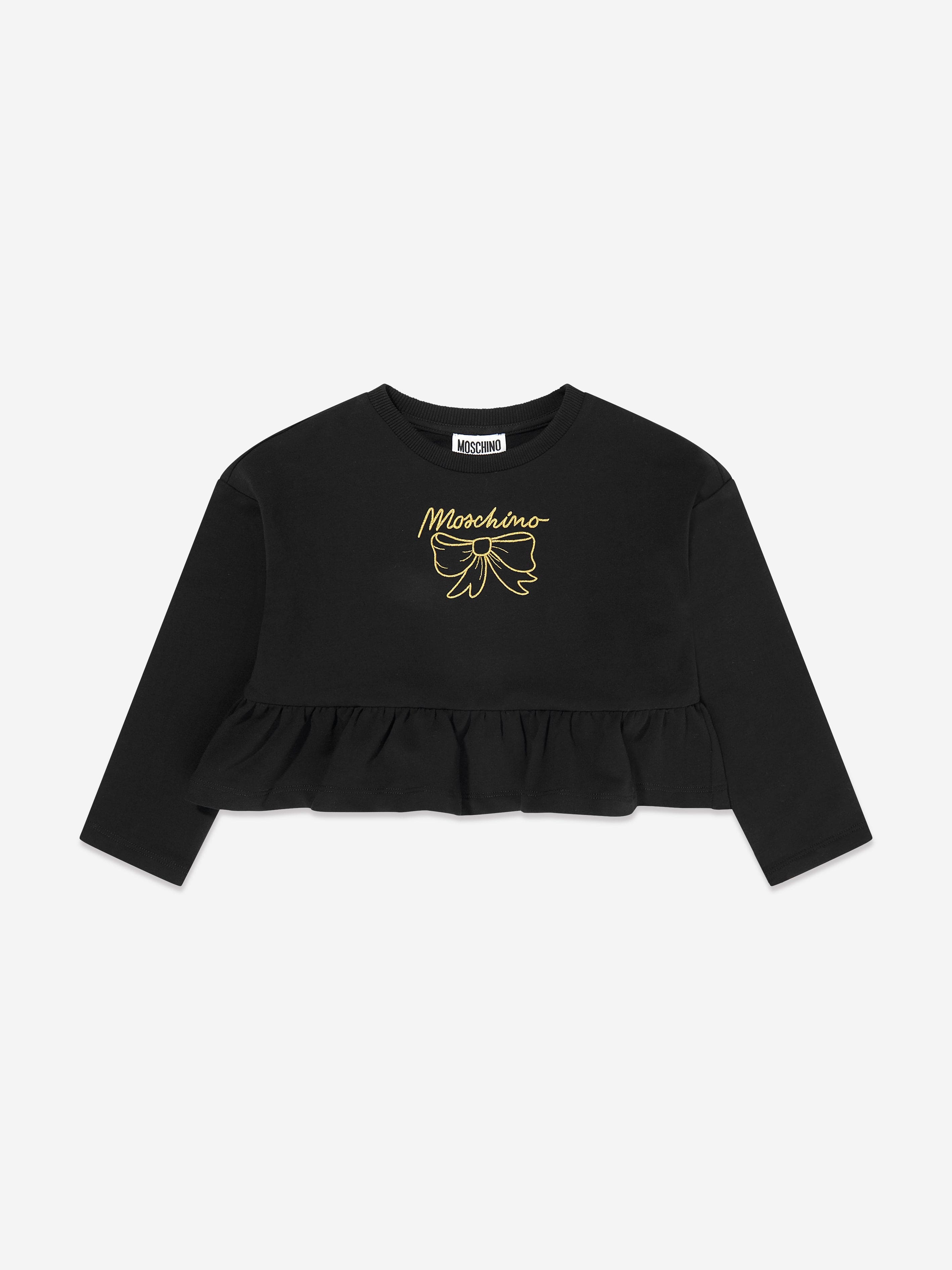 Moschino Girls Bow Logo Sweatshirt in Black