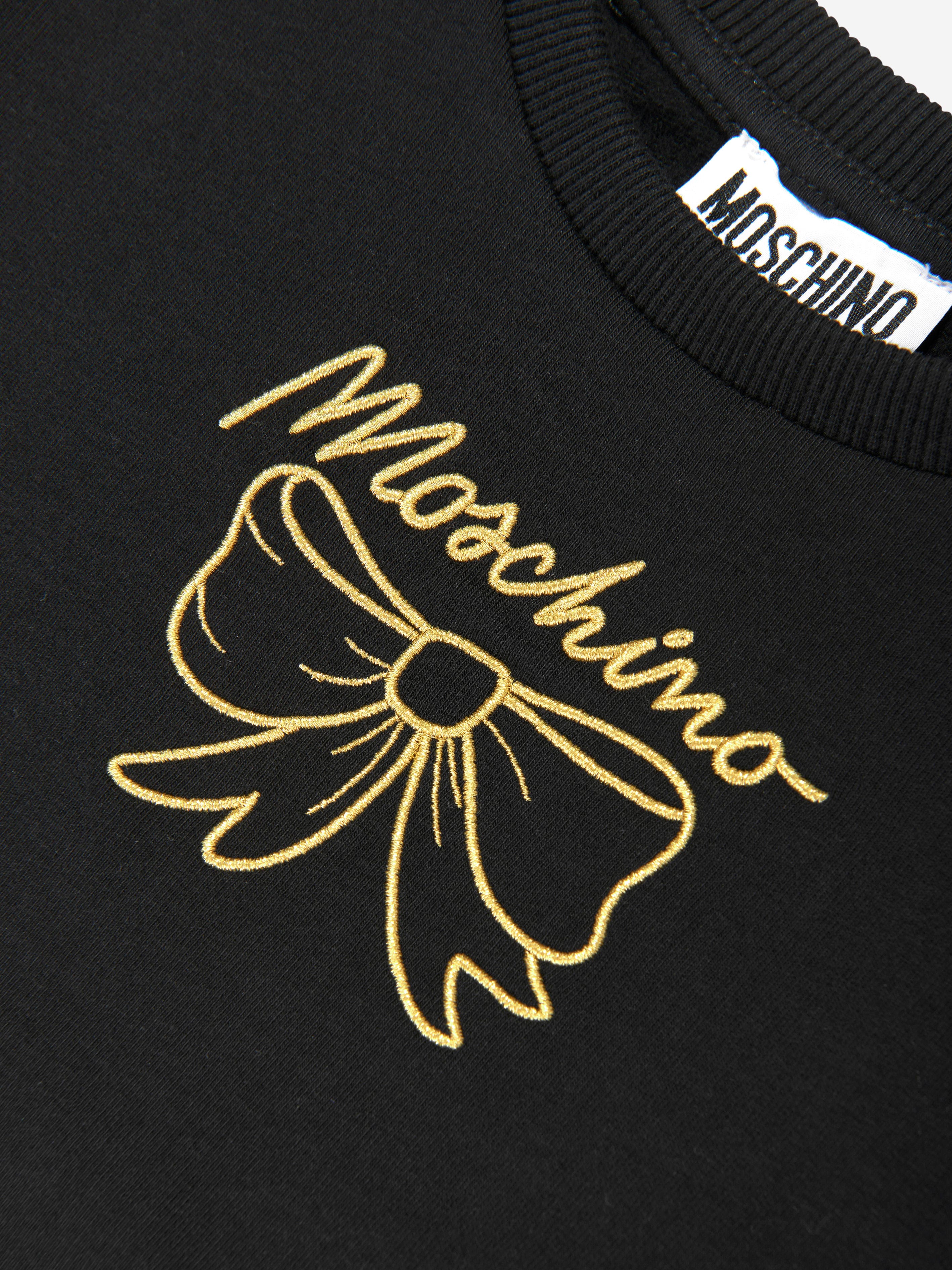 Moschino Girls Bow Logo Sweatshirt in Black