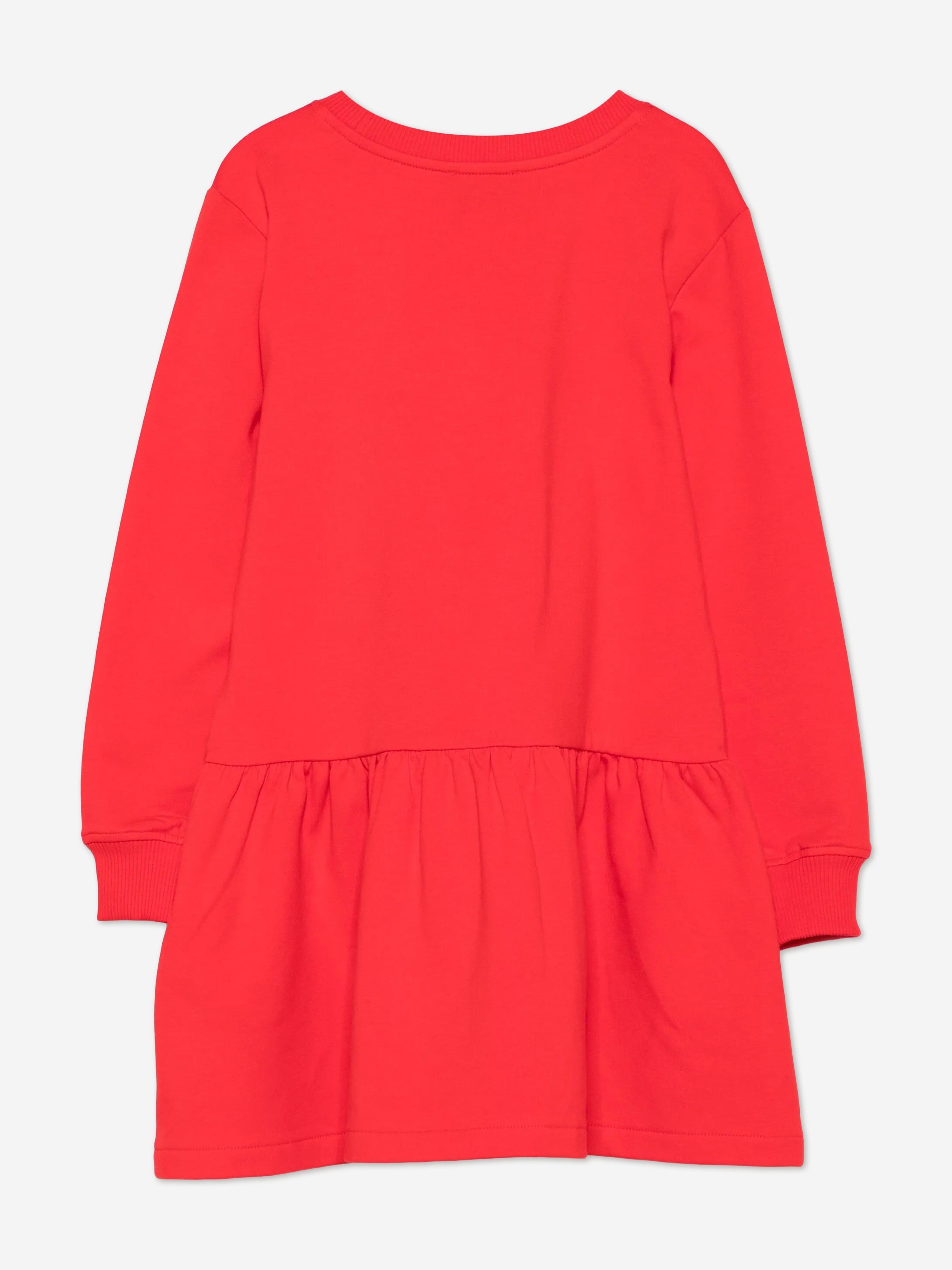 Moschino Girls Teddy Bear Sweater Dress in Red