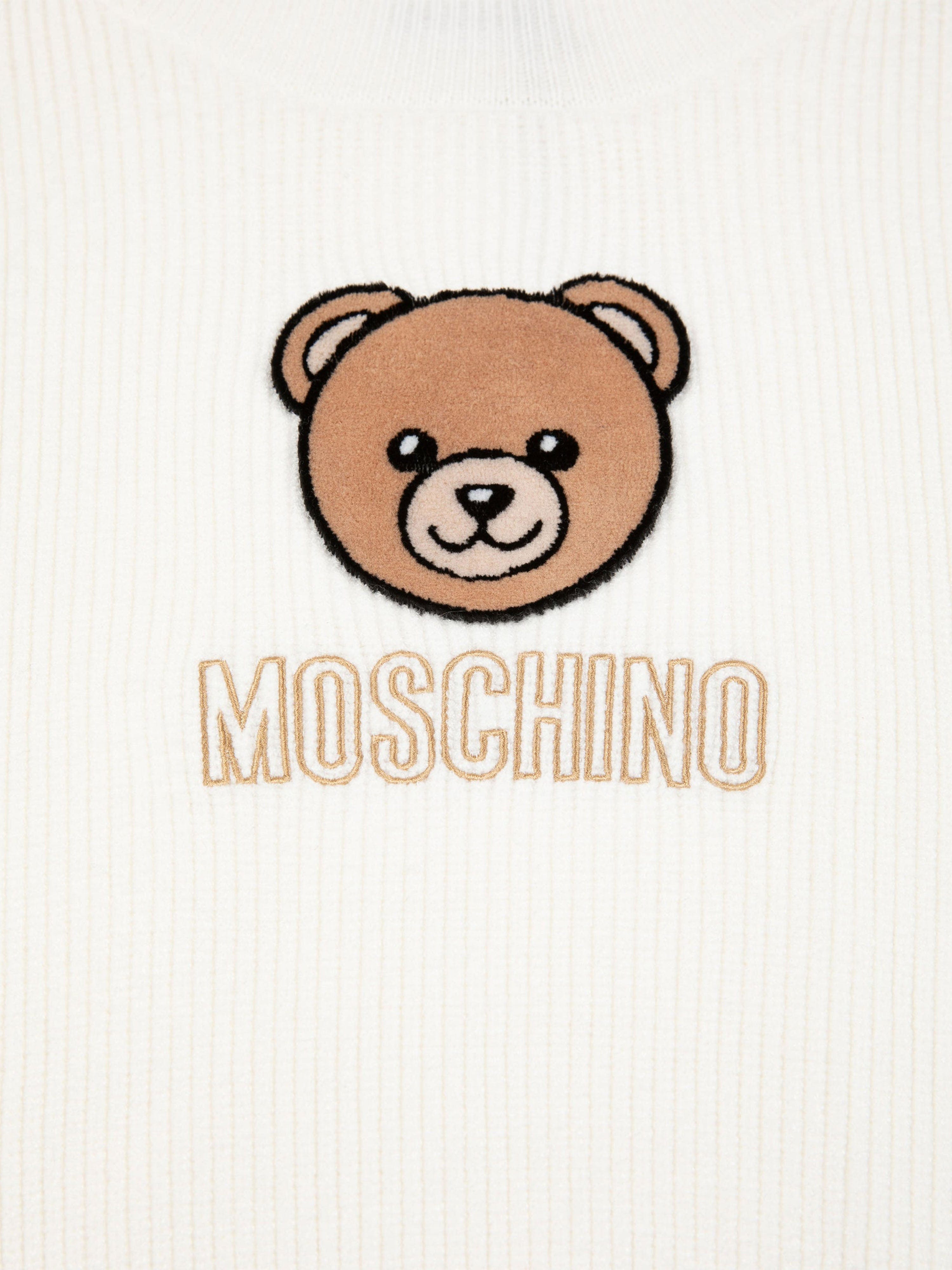 Moschino Girls Bear Logo Jumper in Ivory
