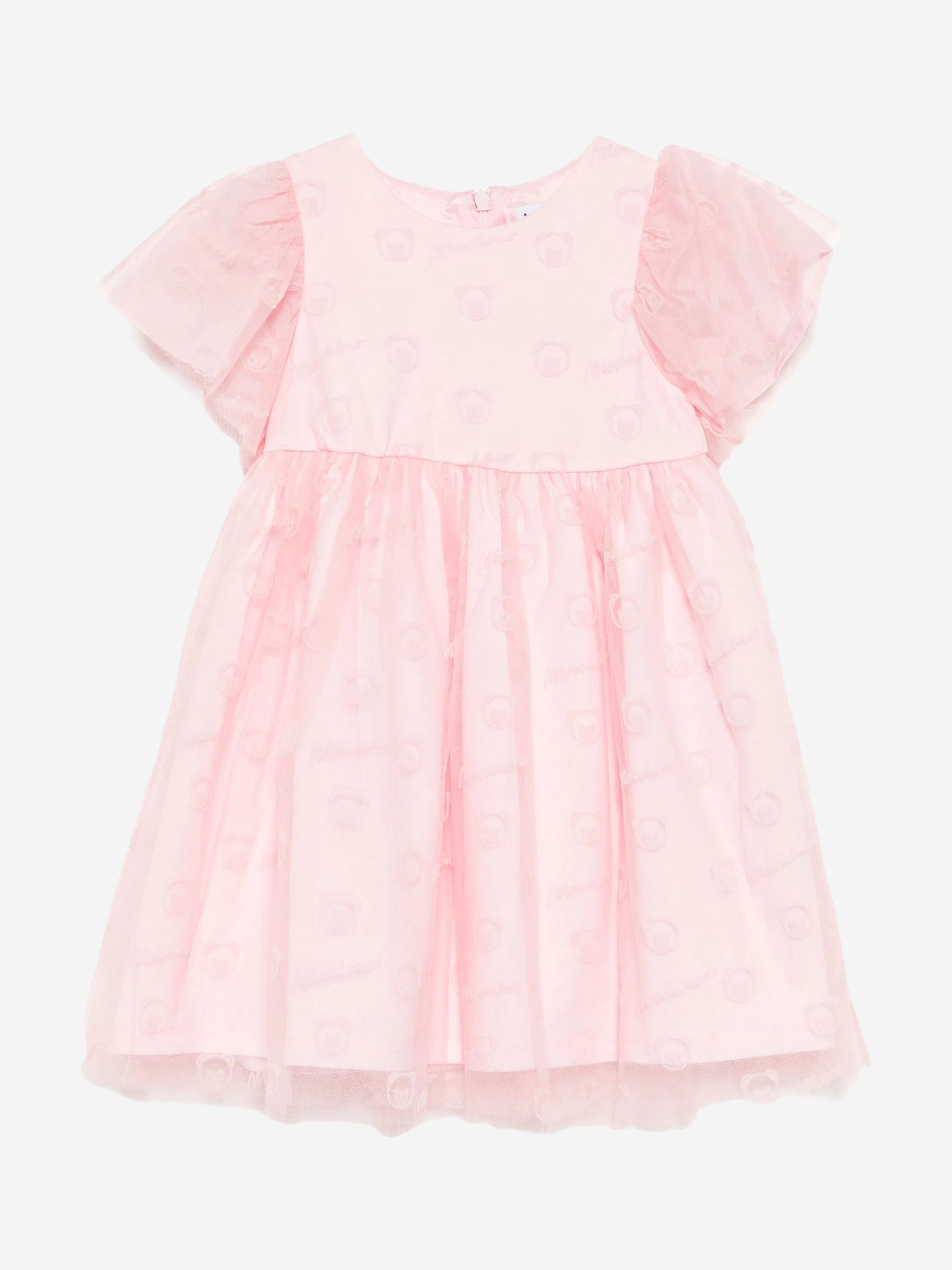 Moschino Baby Girls Bear Logo Dress in Pink