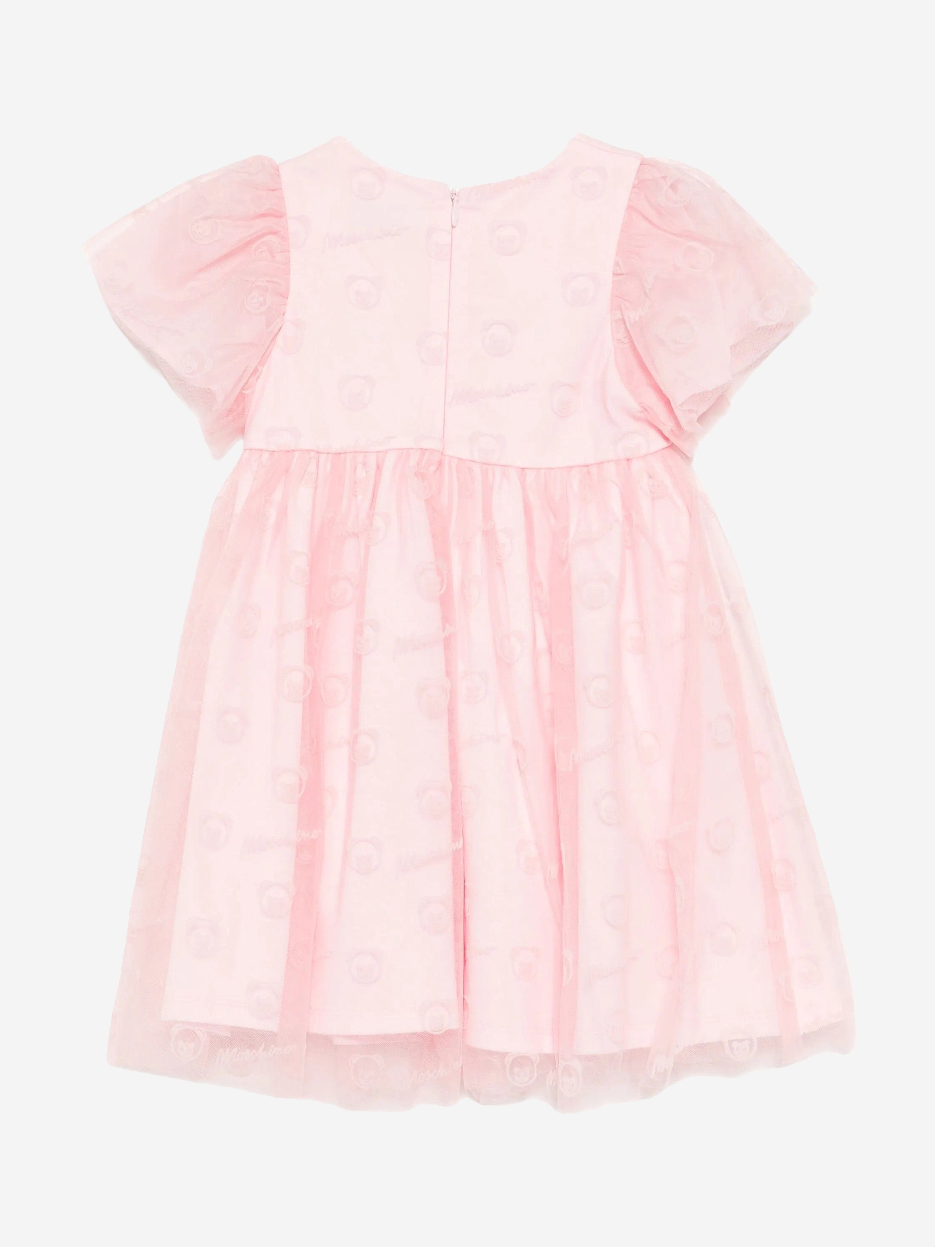 Moschino Baby Girls Bear Logo Dress in Pink