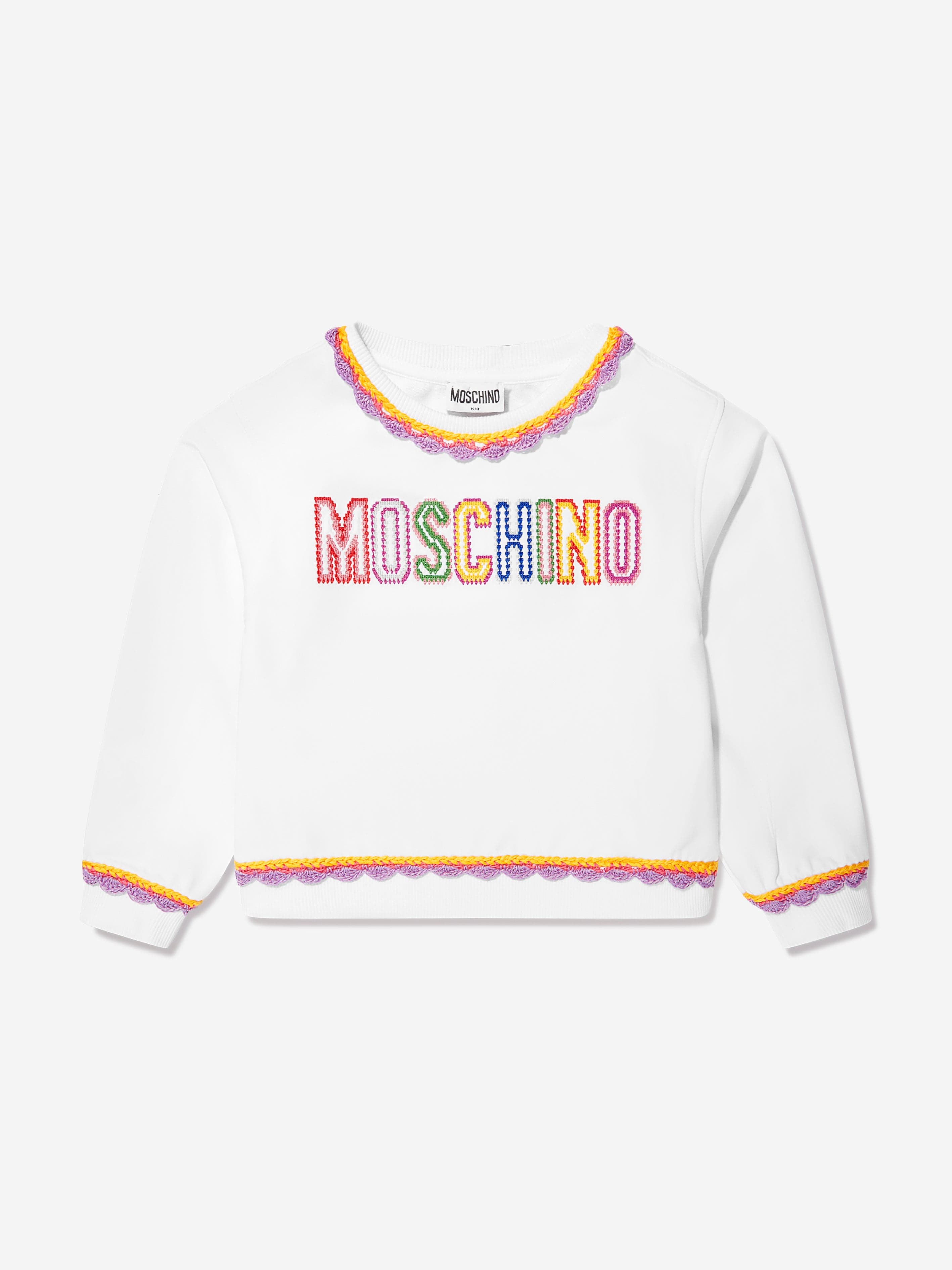 Moschino Girls Embroidered Logo Sweatshirt in White