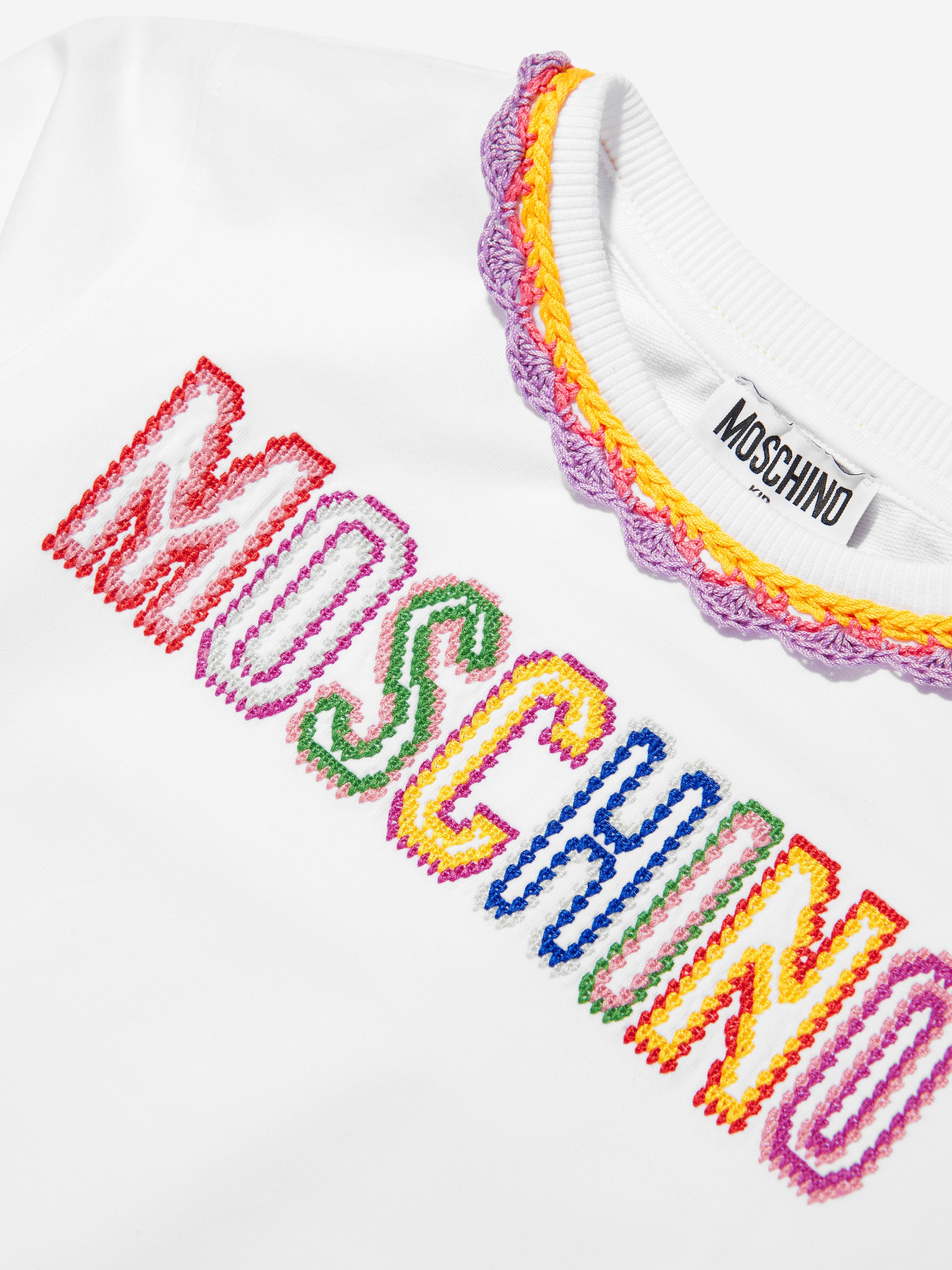 Moschino Girls Embroidered Logo Sweatshirt in White