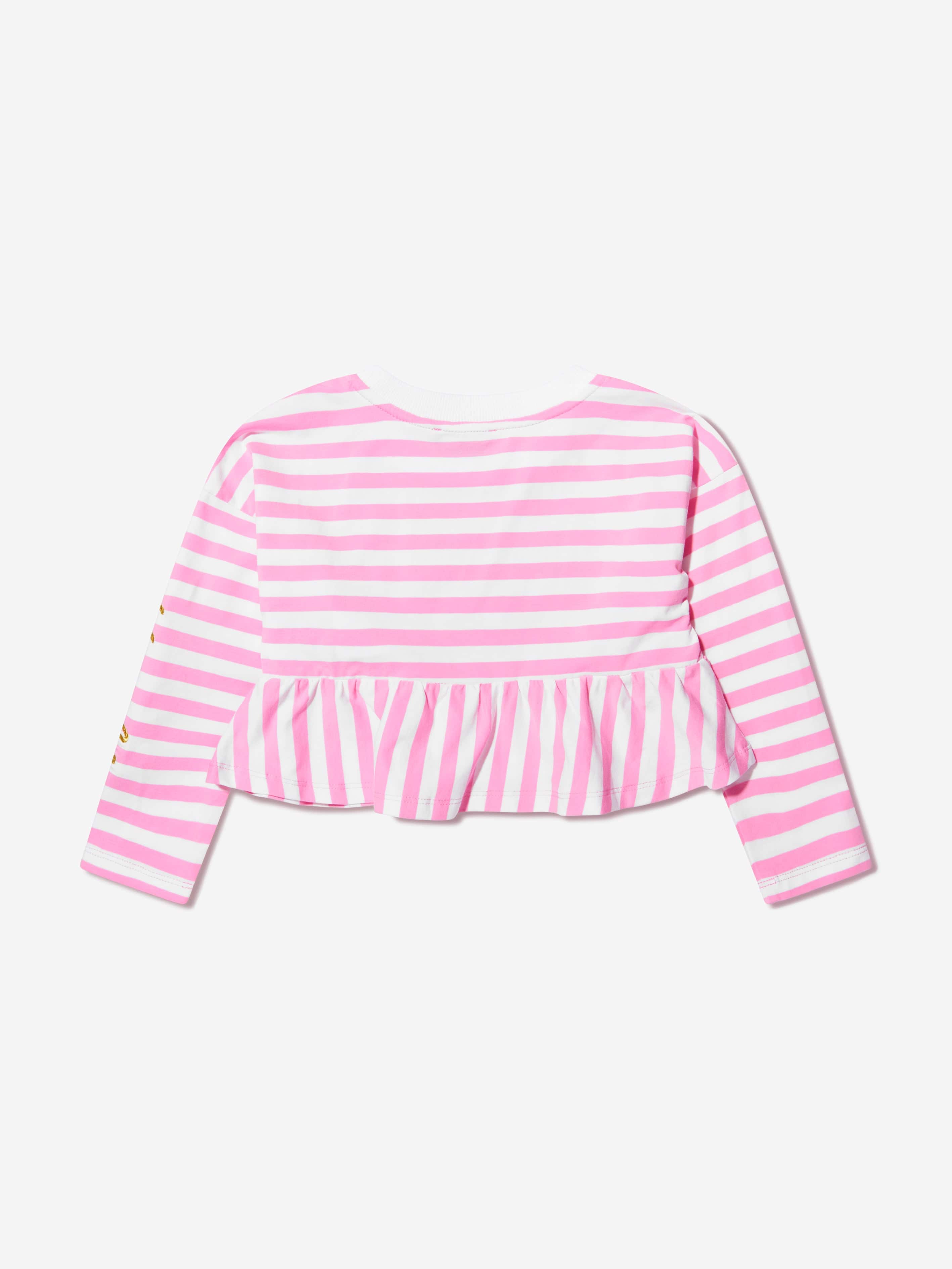 Moschino Girls Striped Long Sleeve T-Shirt in Pink