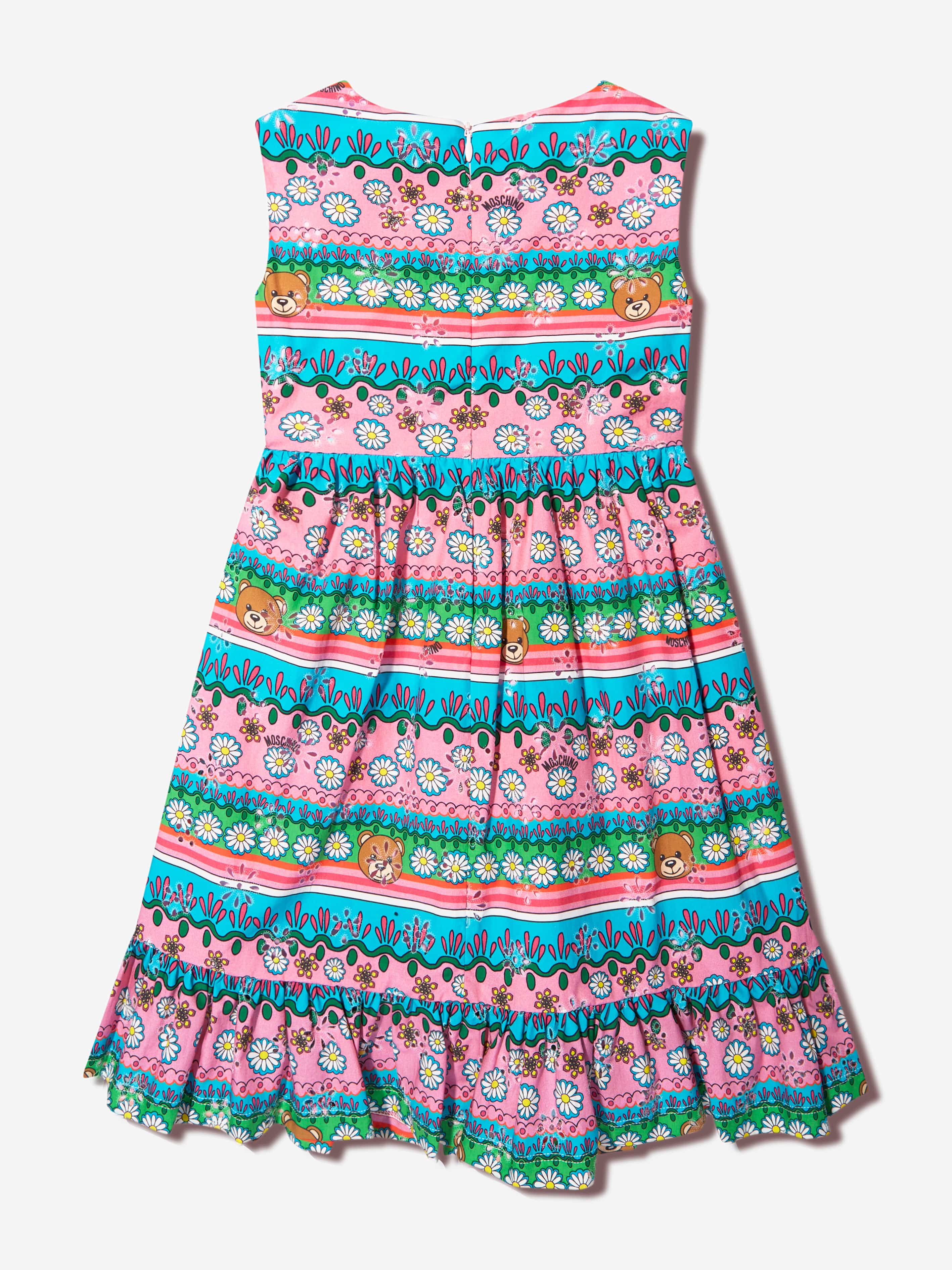 Moschino Girls Sleeveless Patterned Dress in Multicolour