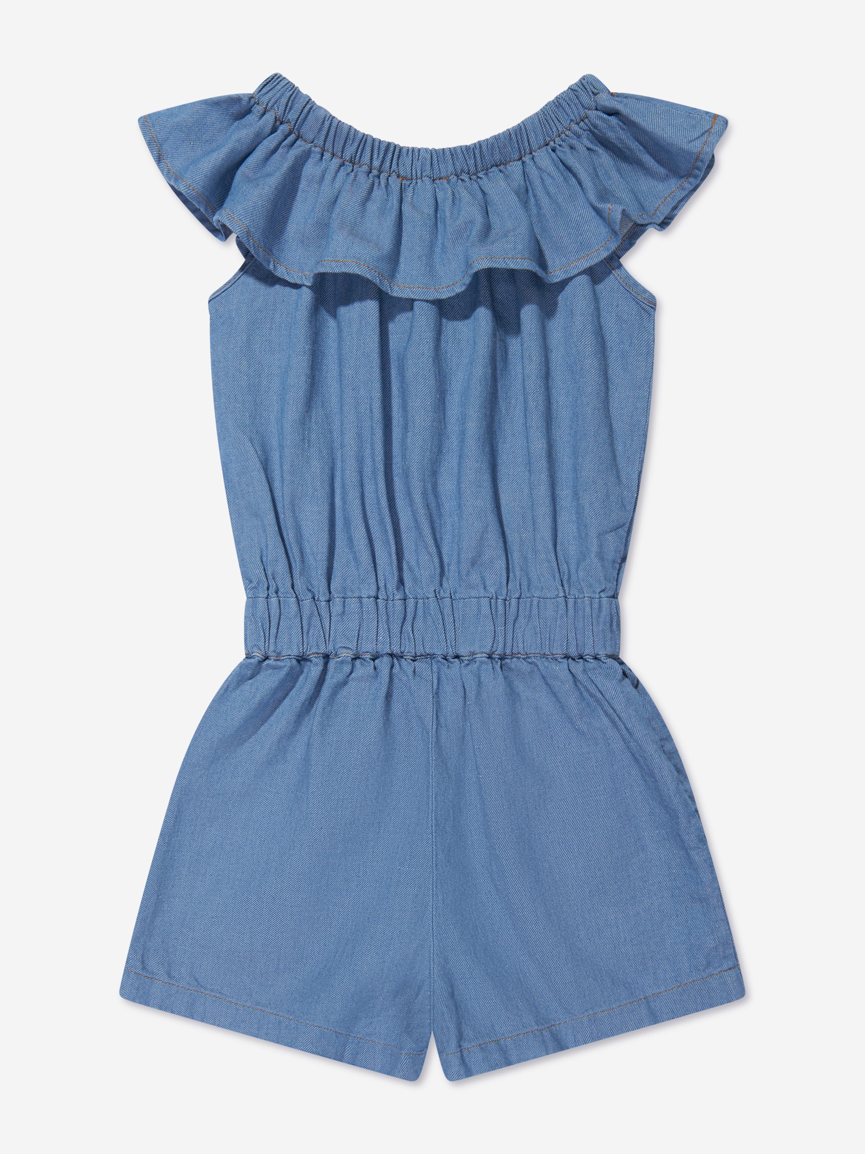 Moschino Girls Chambray Teddy Playsuit in Blue