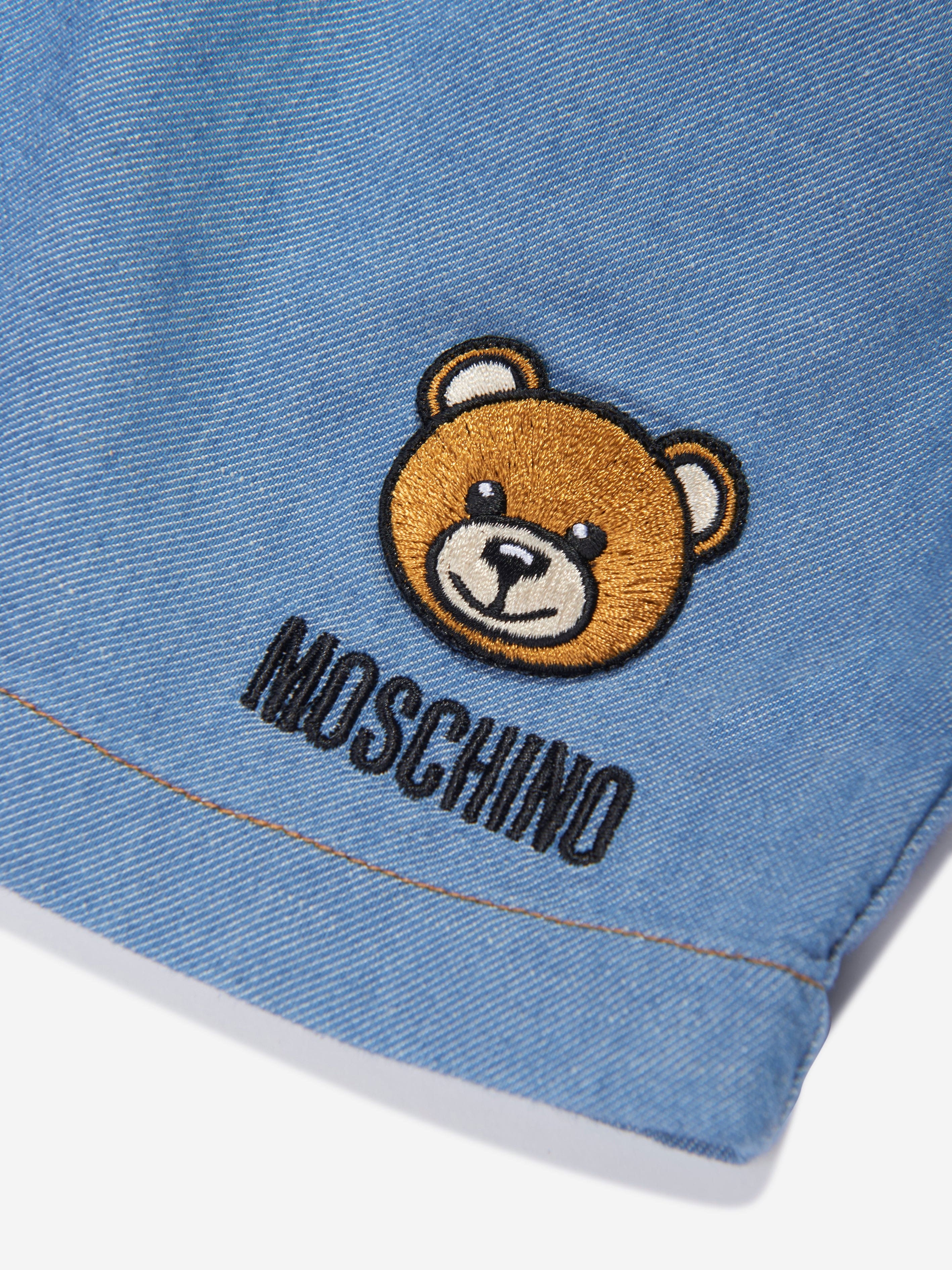 Moschino Girls Chambray Teddy Playsuit in Blue