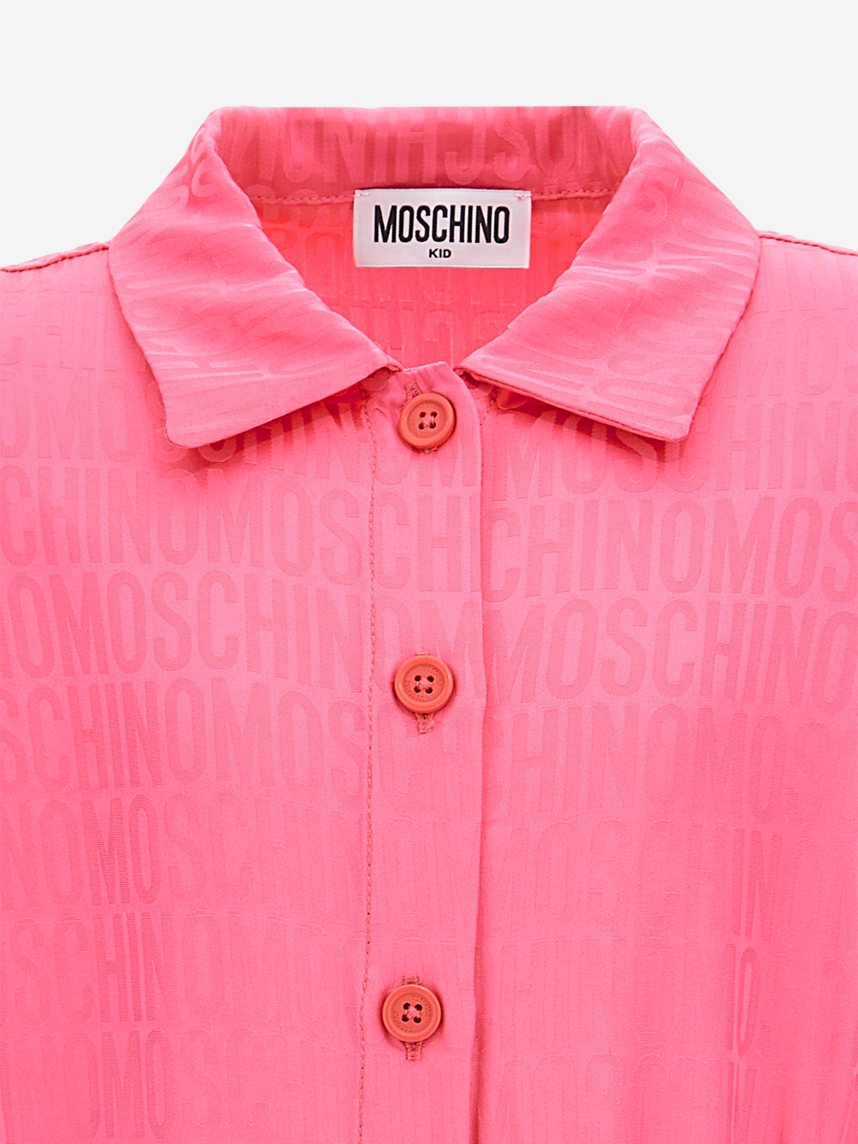 Moschino Girls Logo Shirt Dress in Pink