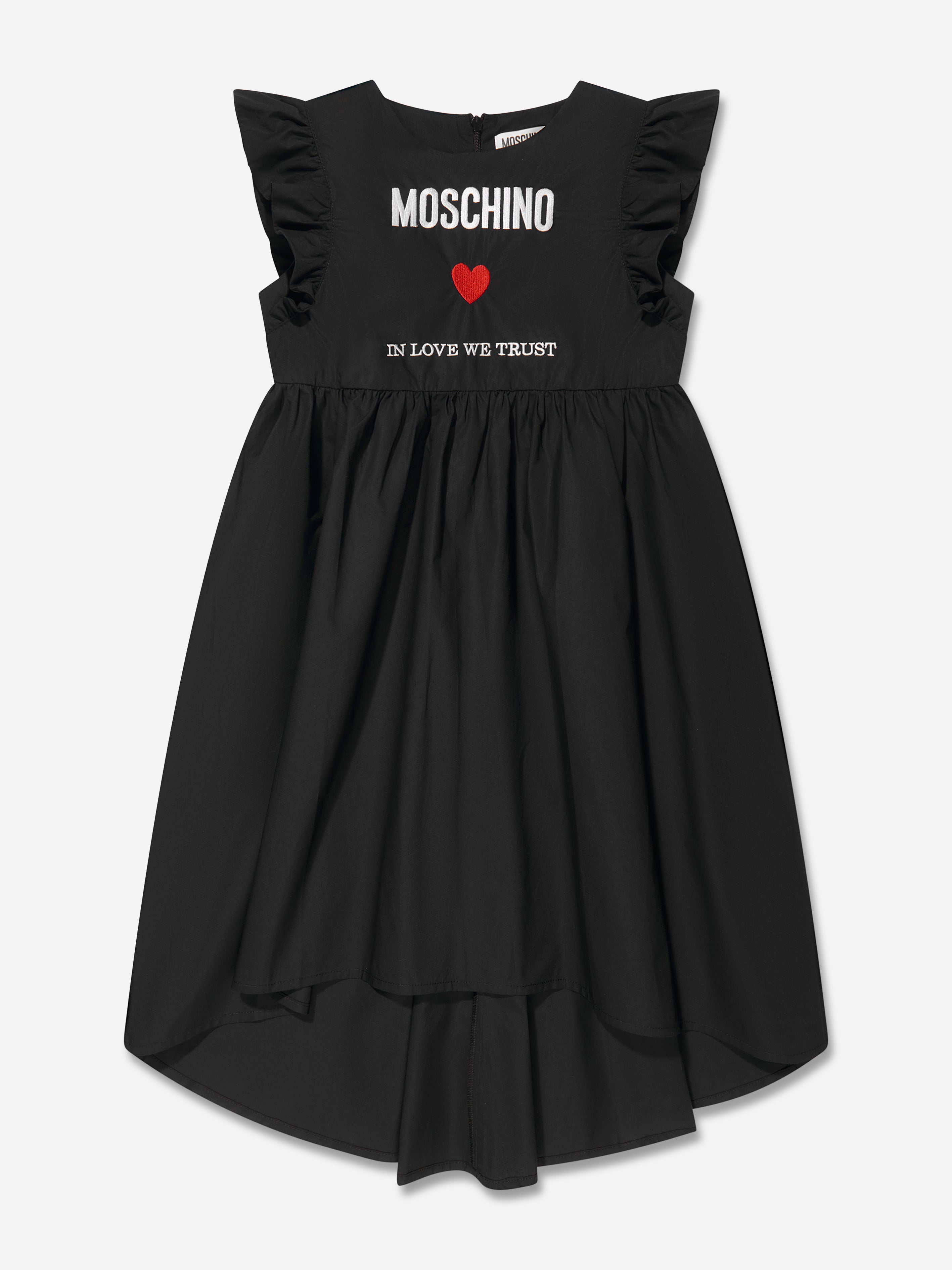 Moschino Girls Cotton Logo Dress in Black