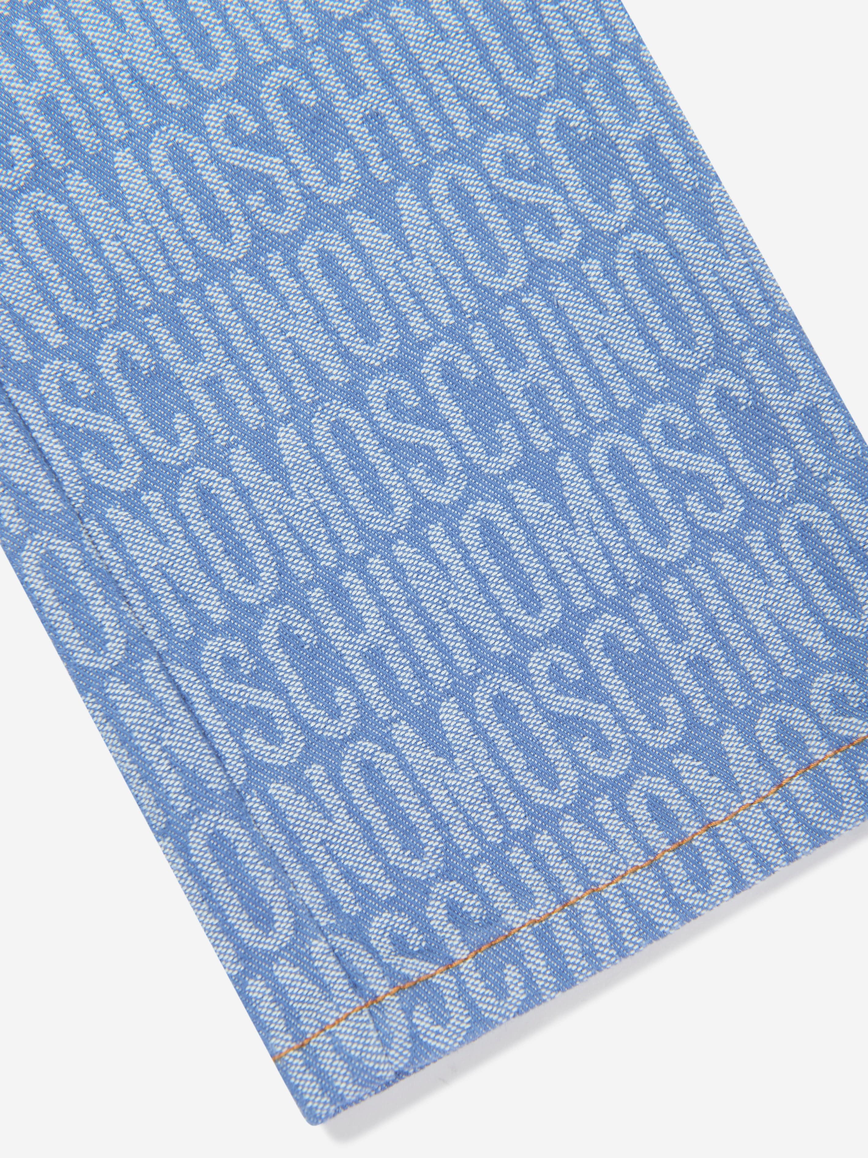 Moschino Boys All Over Logo Jeans in Blue