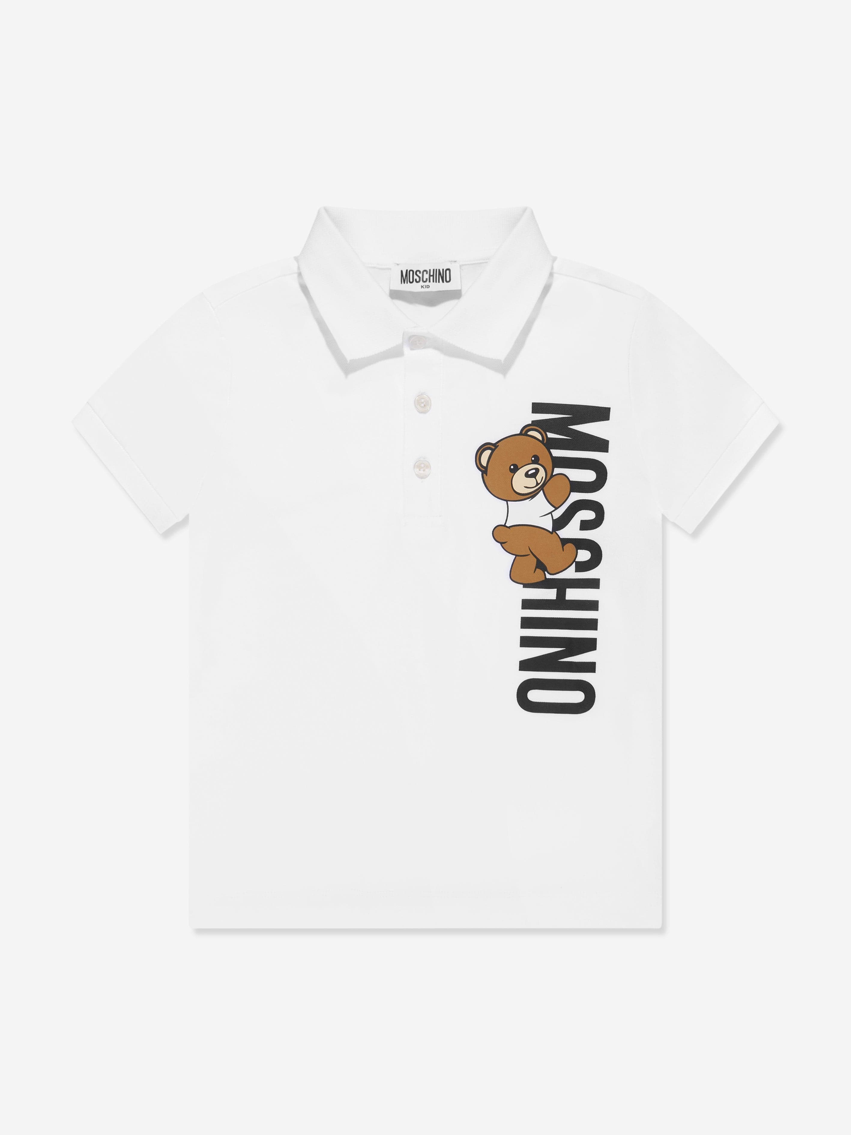 Moschino Boys Teddy Logo Polo Shirt in White