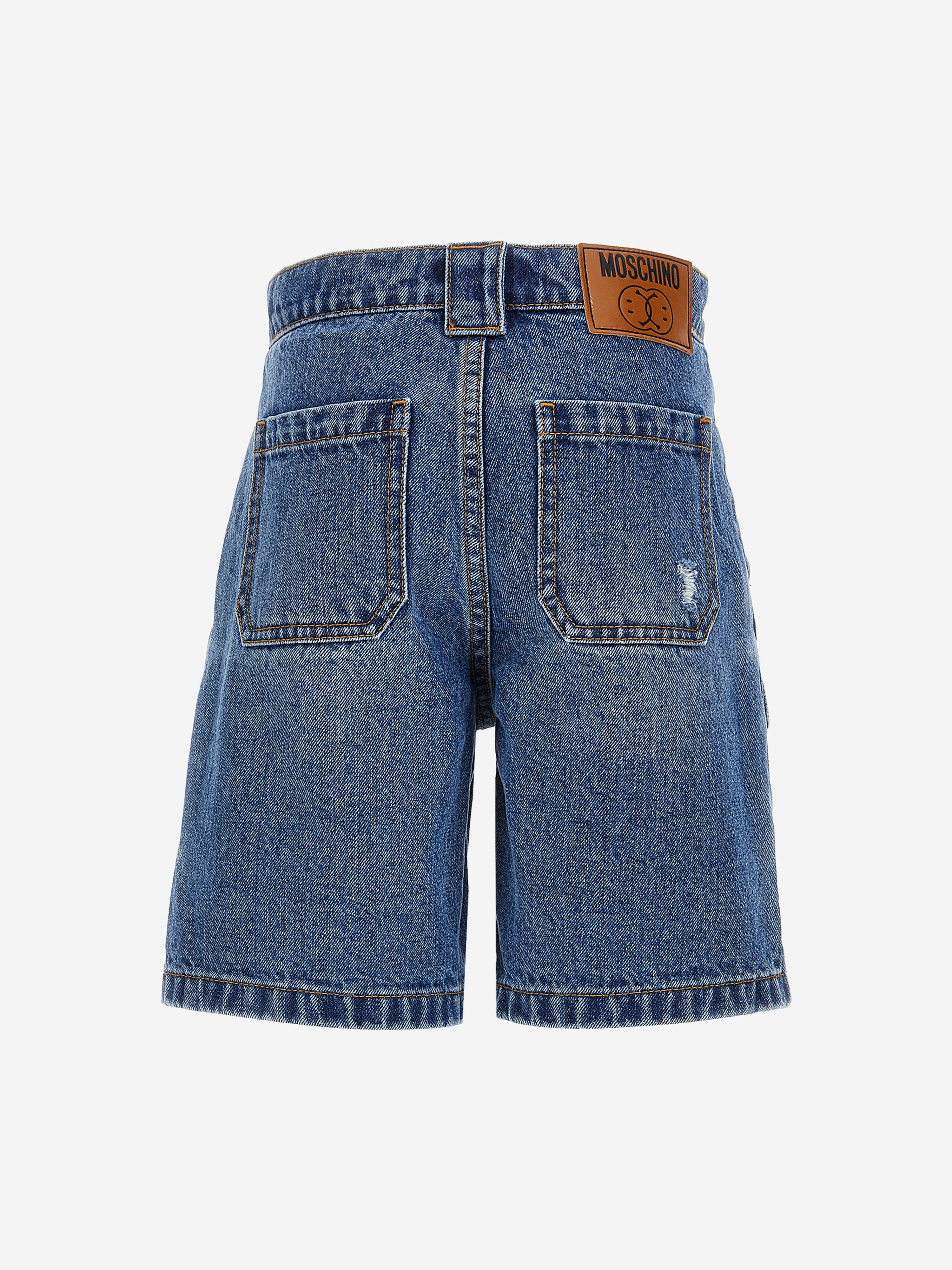 Moschino Boys Denim Cargo Shorts in Blue