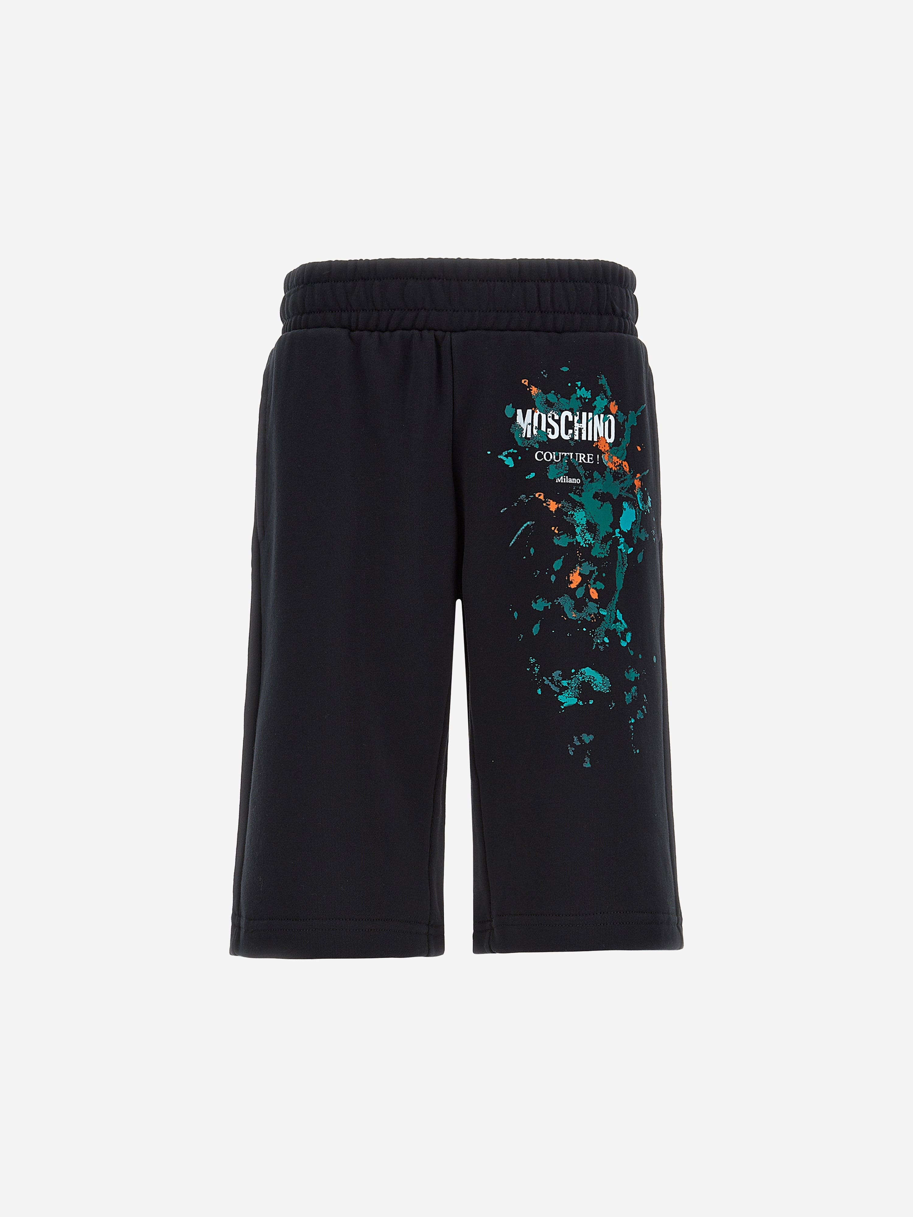 Moschino Boys Paint Splash Logo Shorts in Black