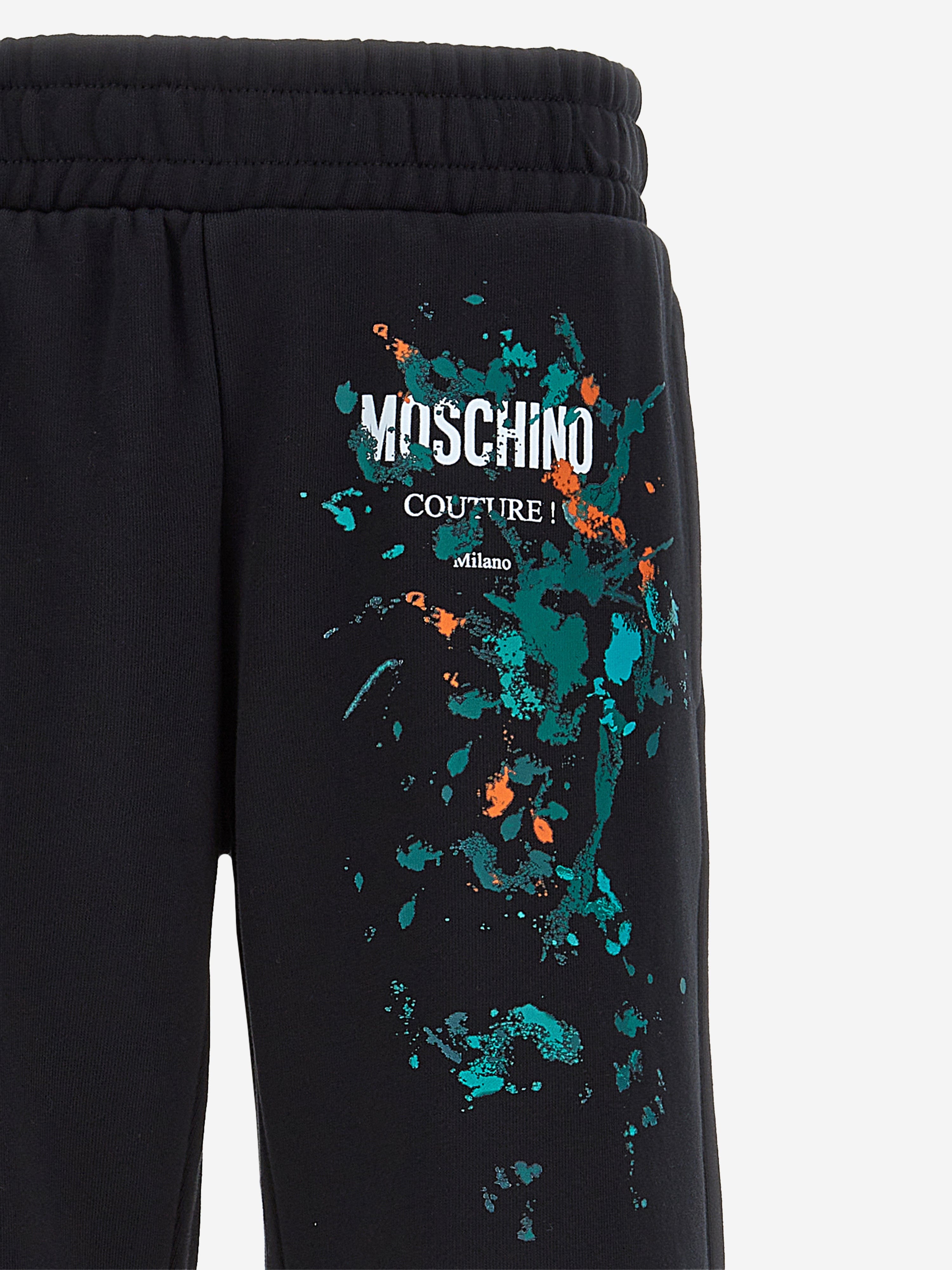 Moschino Boys Paint Splash Logo Shorts in Black