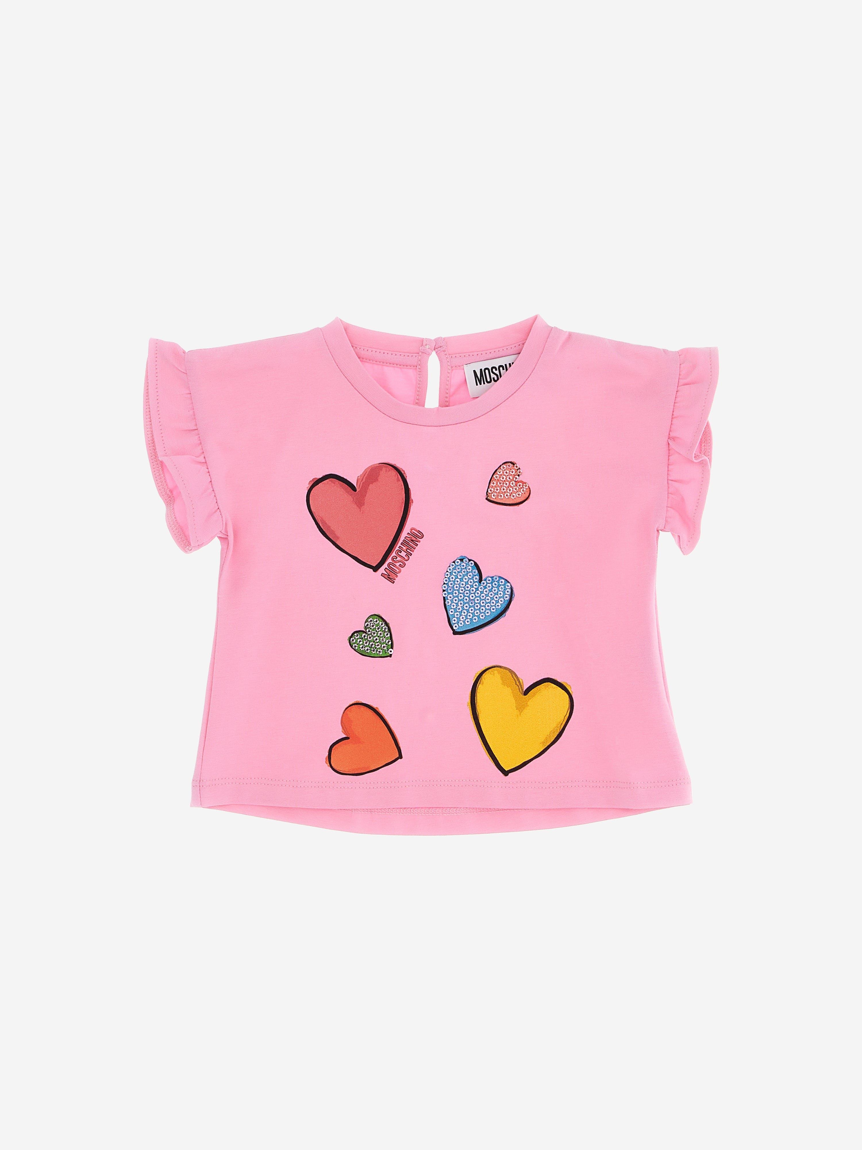 Moschino Baby Girls Heart T-Shirt in Pink