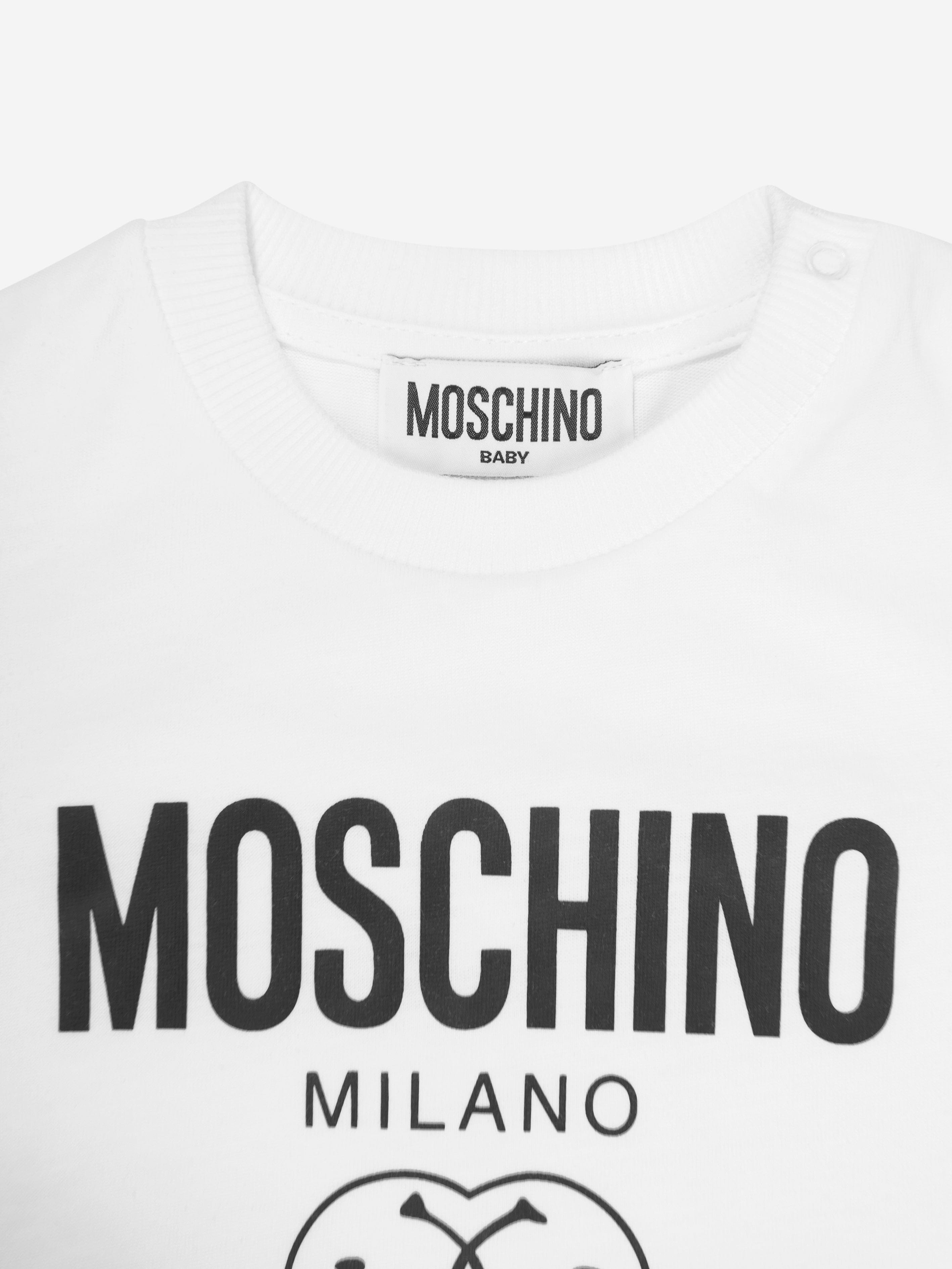 Moschino Baby Boys Milano Logo T-Shirt in White