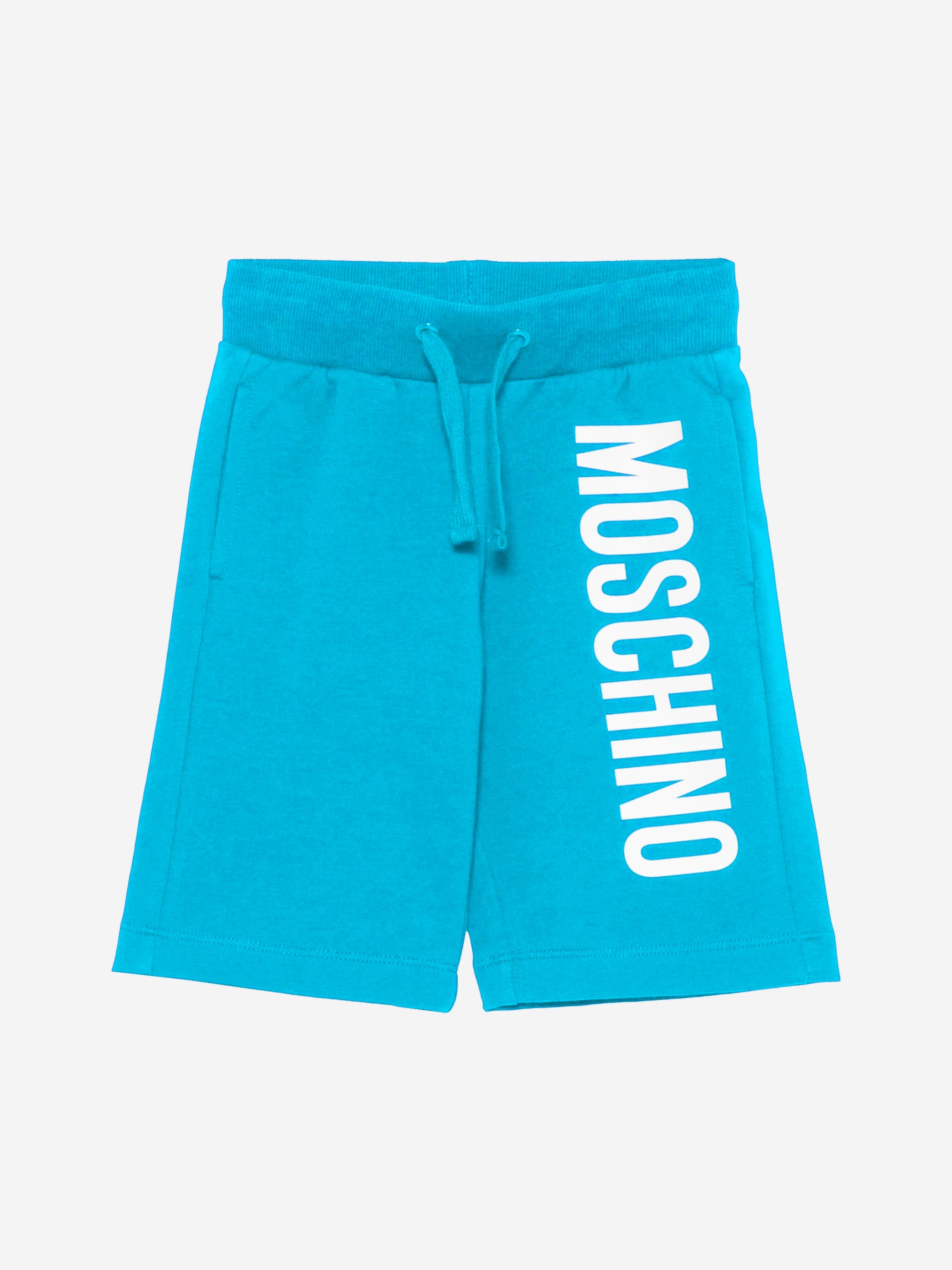 Moschino Boys Logo Print Shorts in Blue