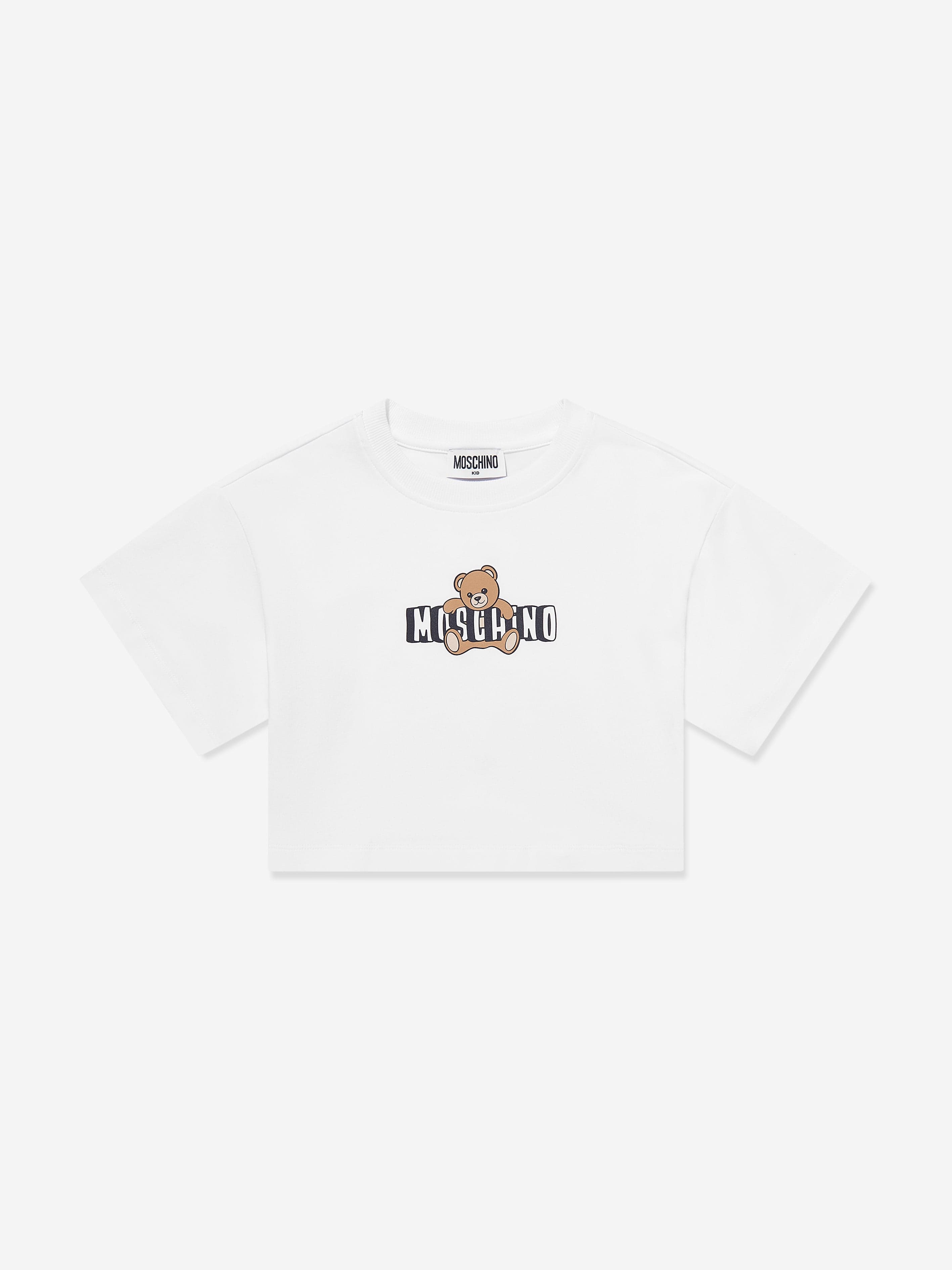 Moschino Girls Teddy Bear Logo Short Set in White