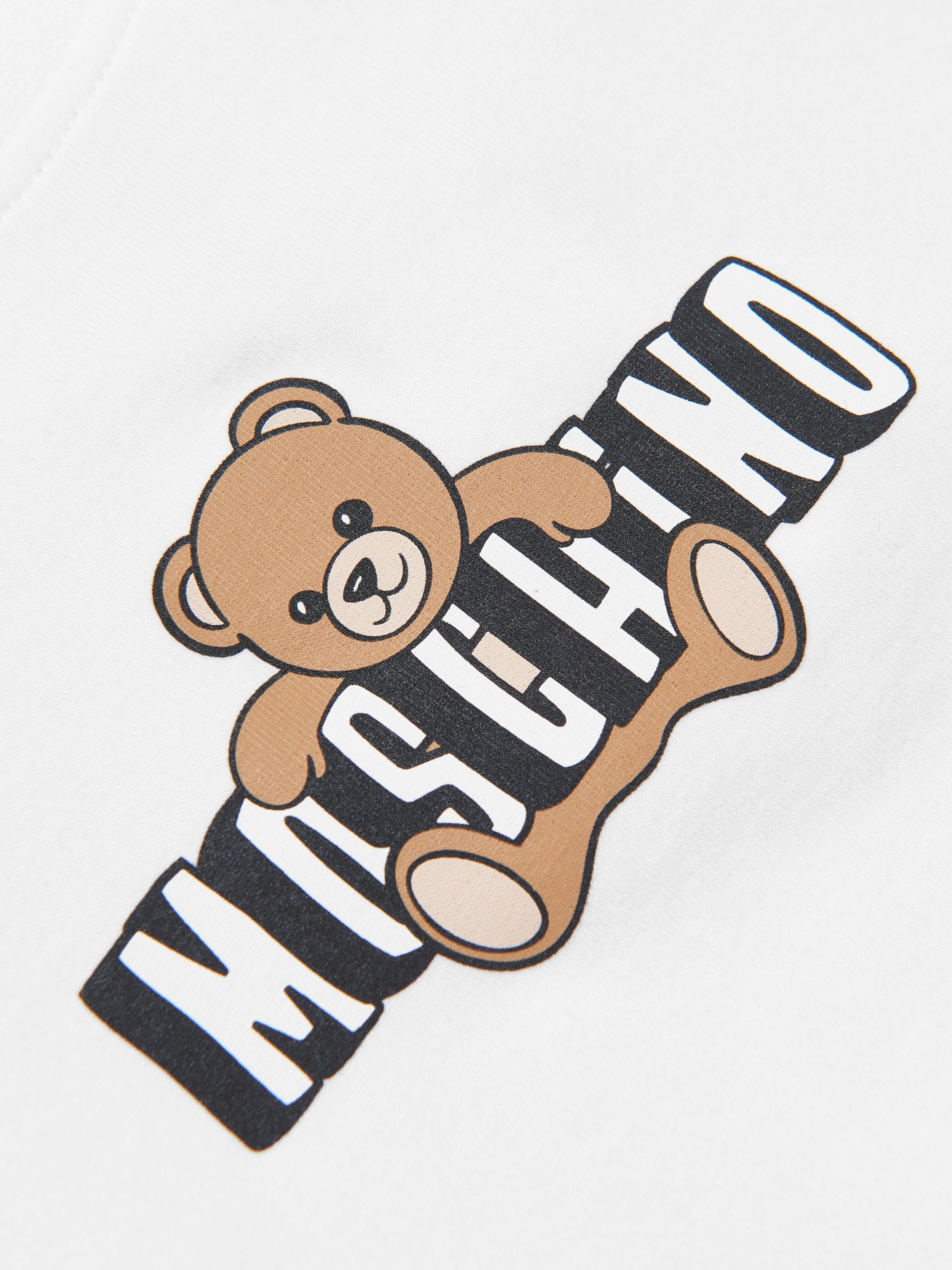 Moschino Girls Teddy Bear Logo Short Set in White