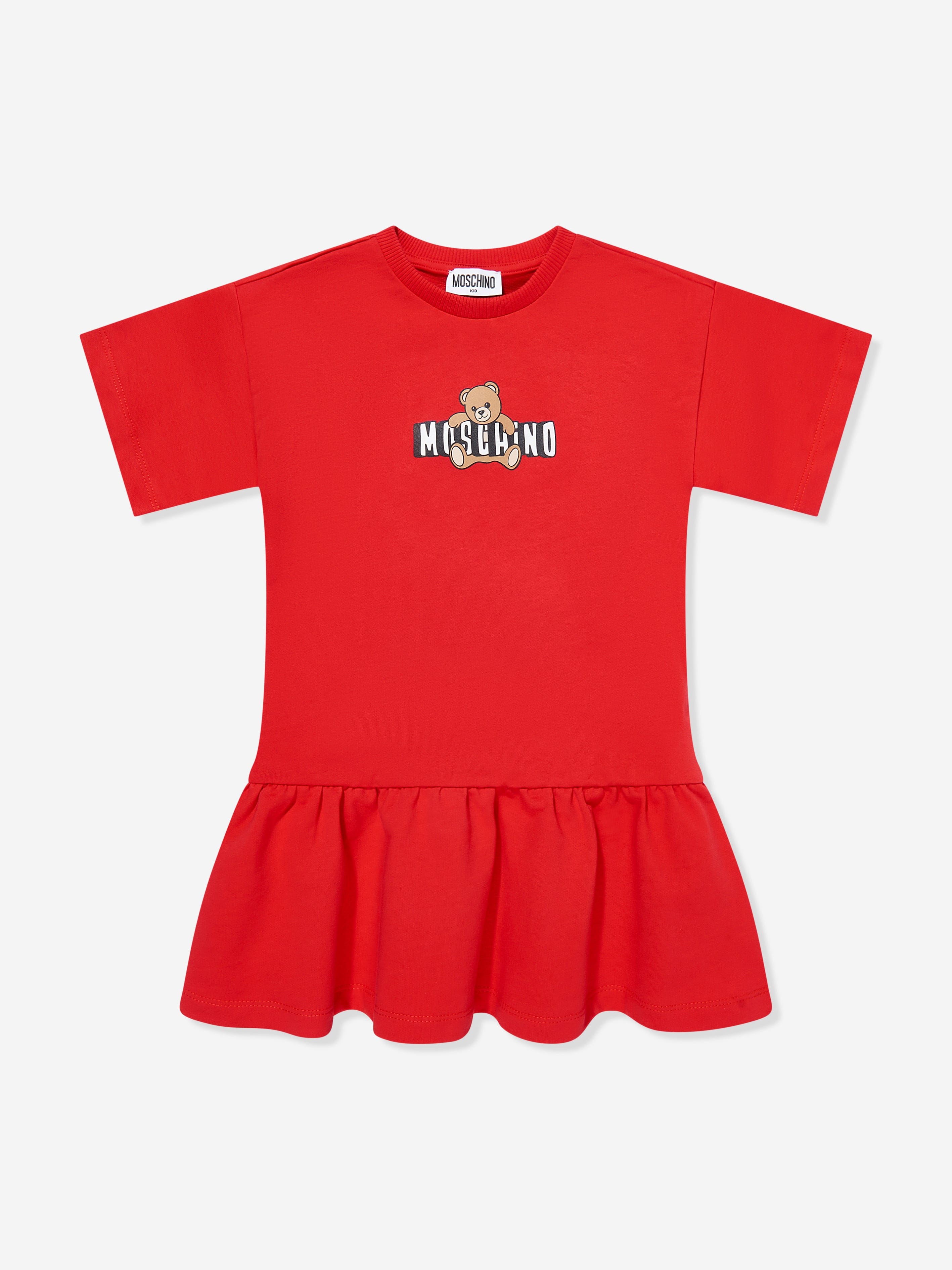 Moschino Girls Teddy Bear Logo Dress in Red