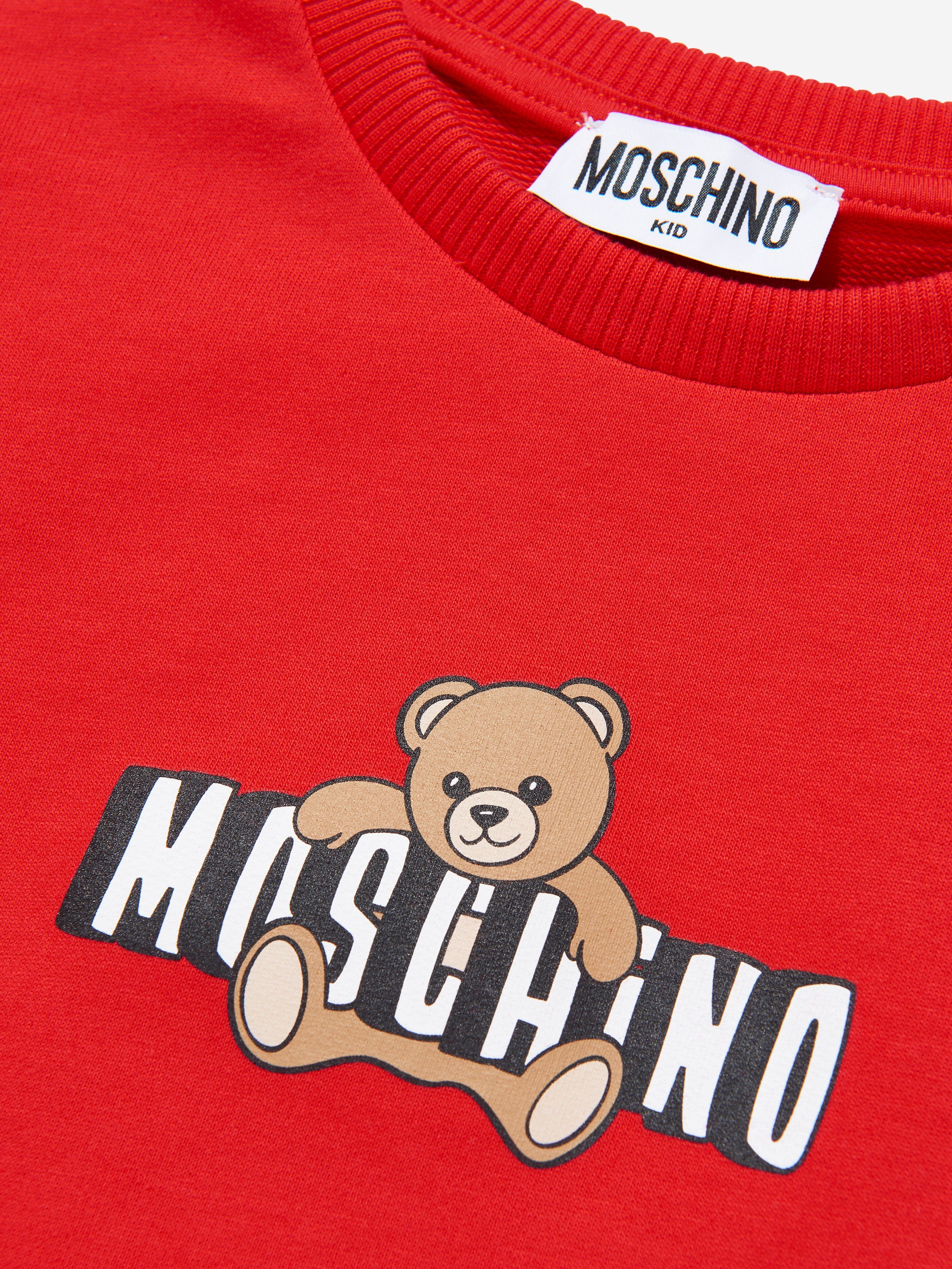 Moschino Girls Teddy Bear Logo Dress in Red