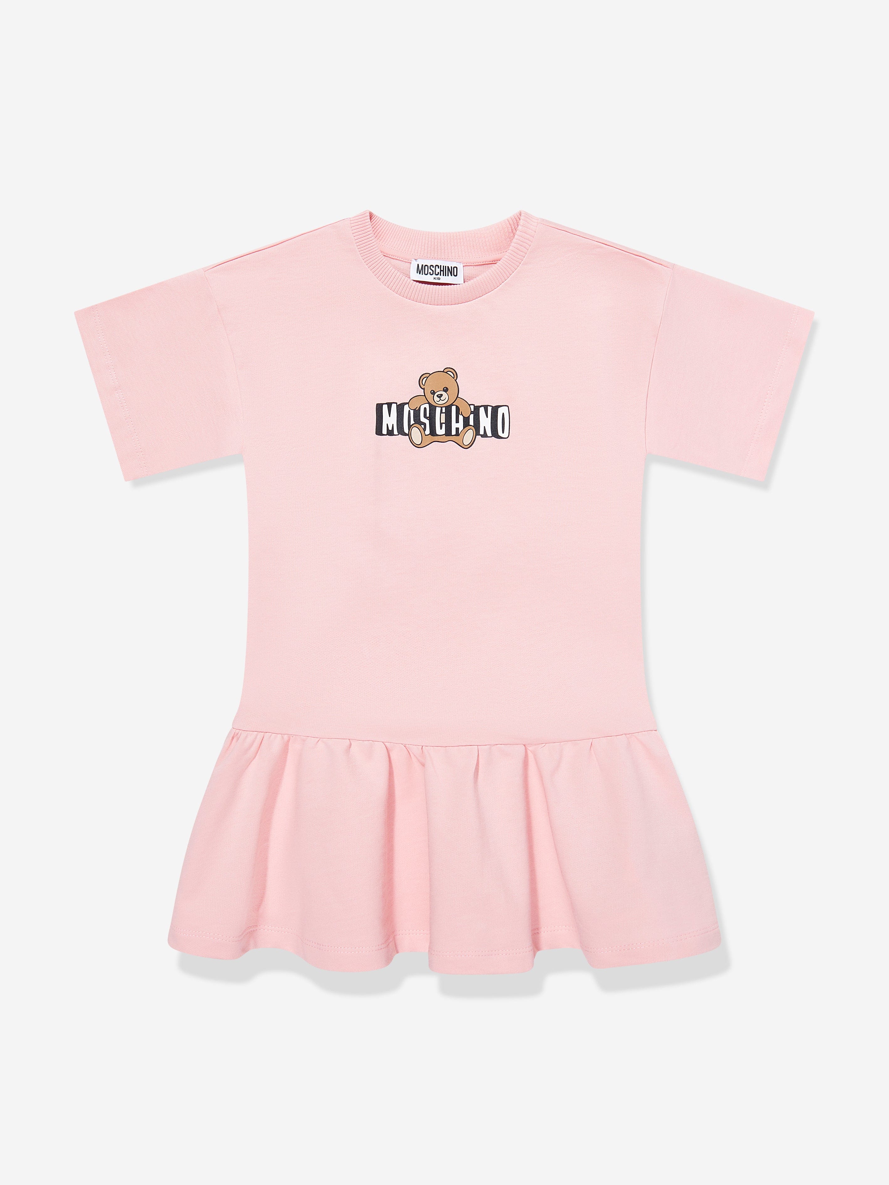 Moschino Girls Teddy Bear Logo Dress in Pink