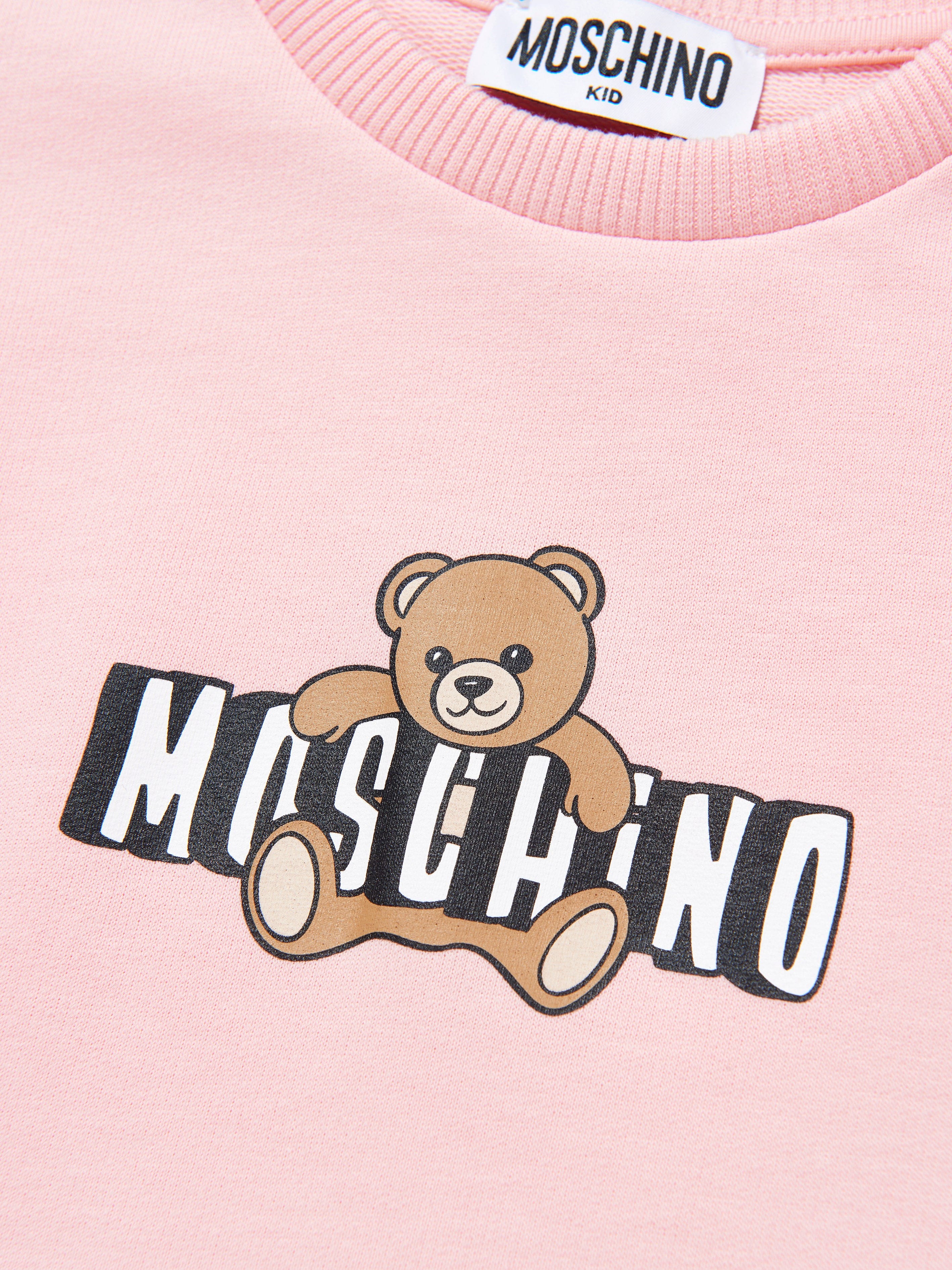 Moschino Girls Teddy Bear Logo Dress in Pink