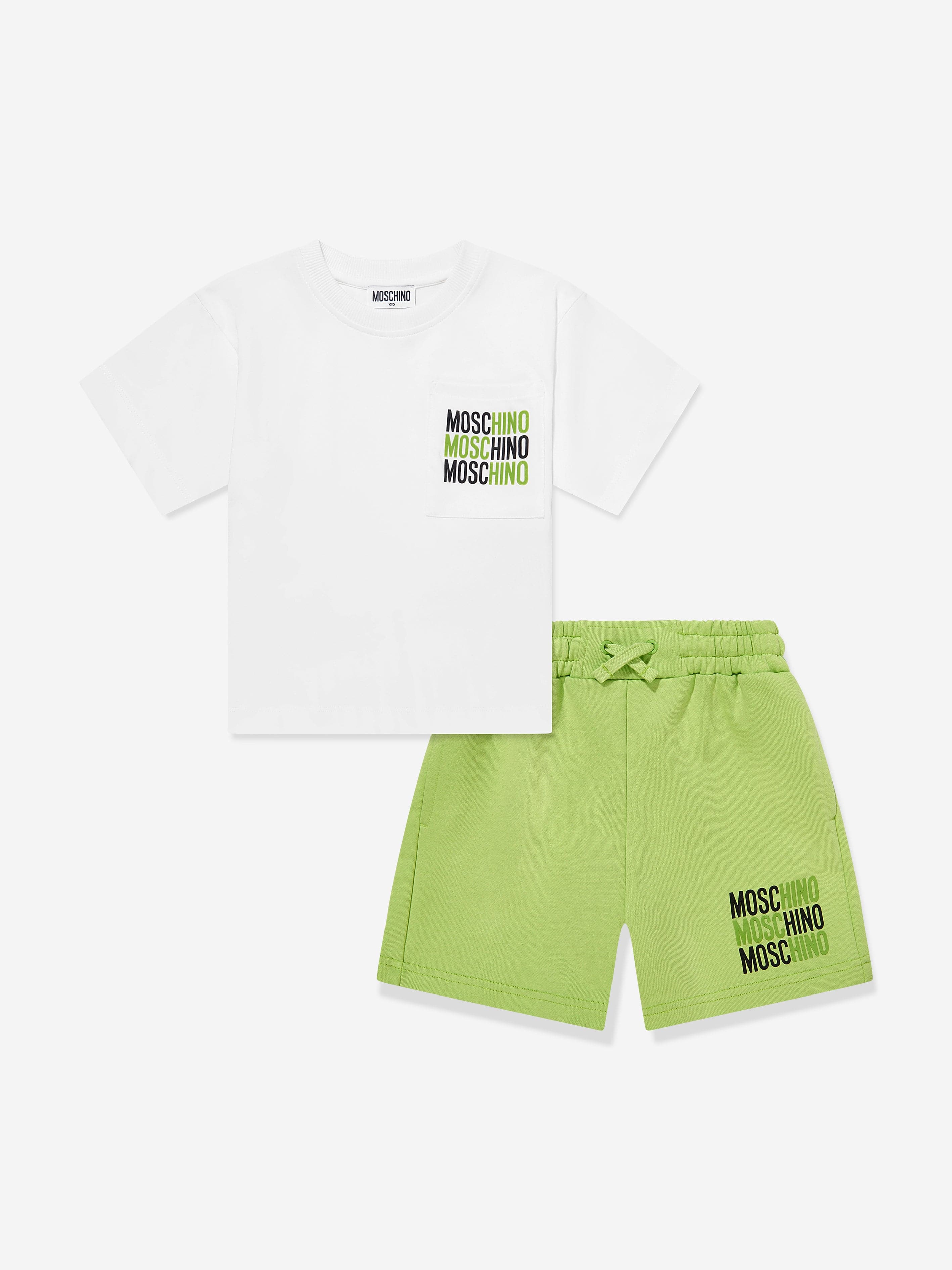 Moschino Boys Logo Short Set in Green