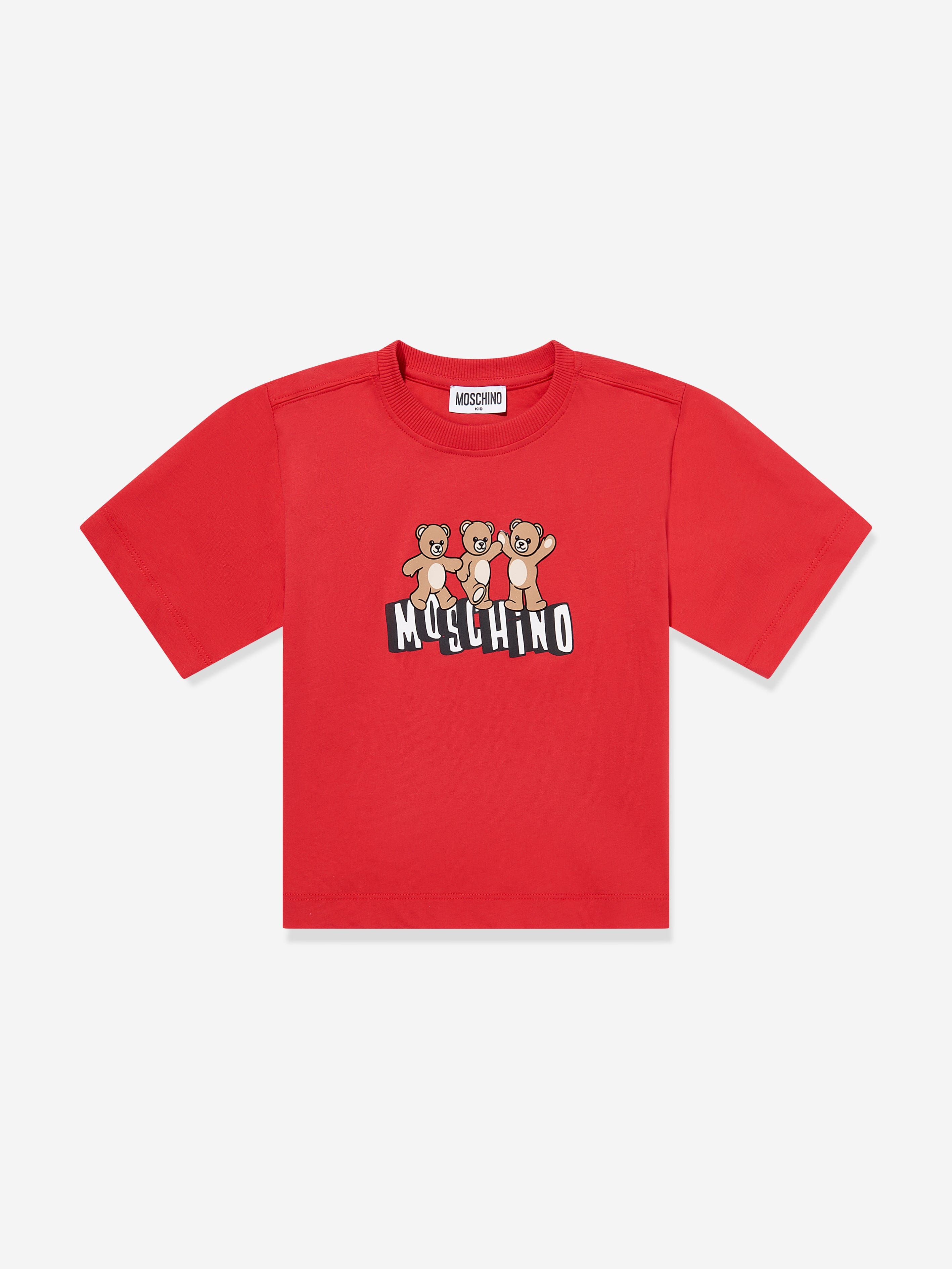 Moschino Kids Teddy Bear Logo T-Shirt in Red