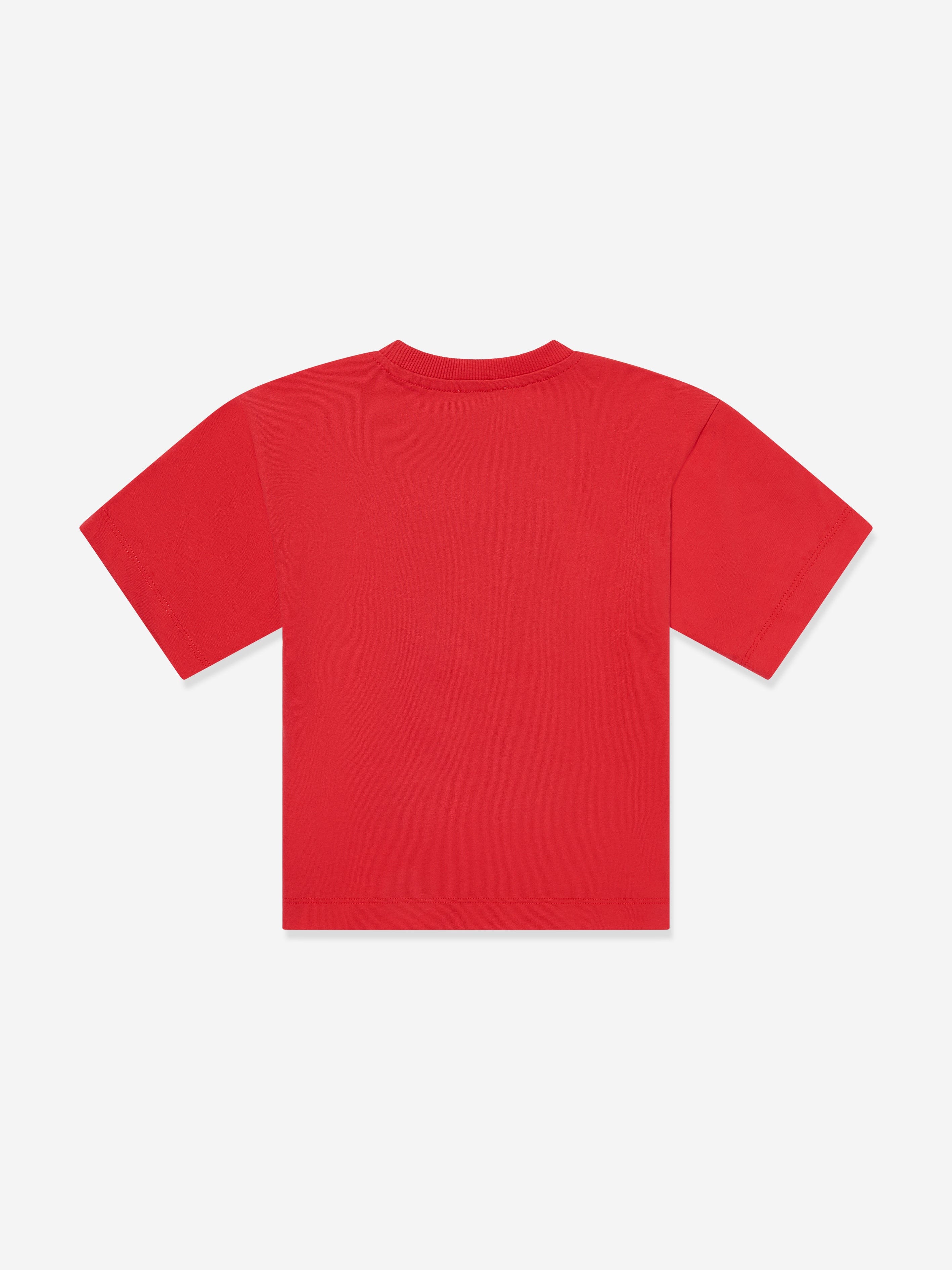 Moschino Kids Teddy Bear Logo T-Shirt in Red