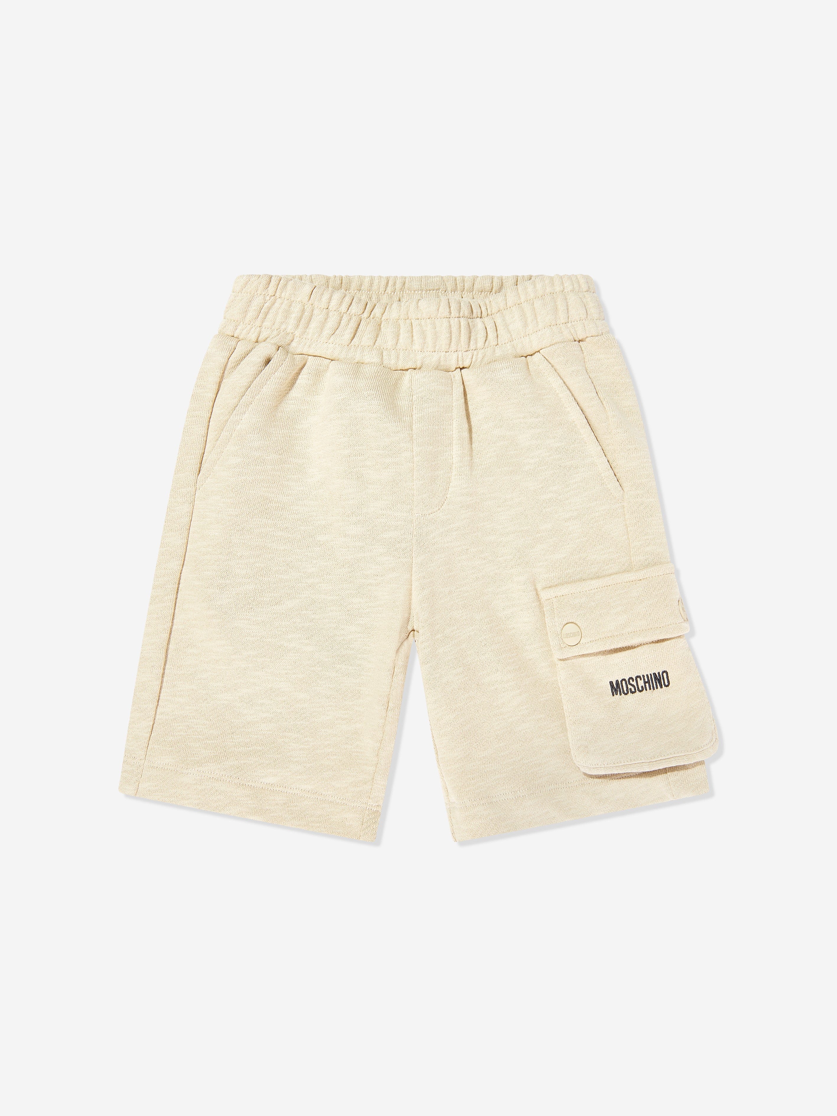 Moschino Boys Logo Pocket Shorts in Beige