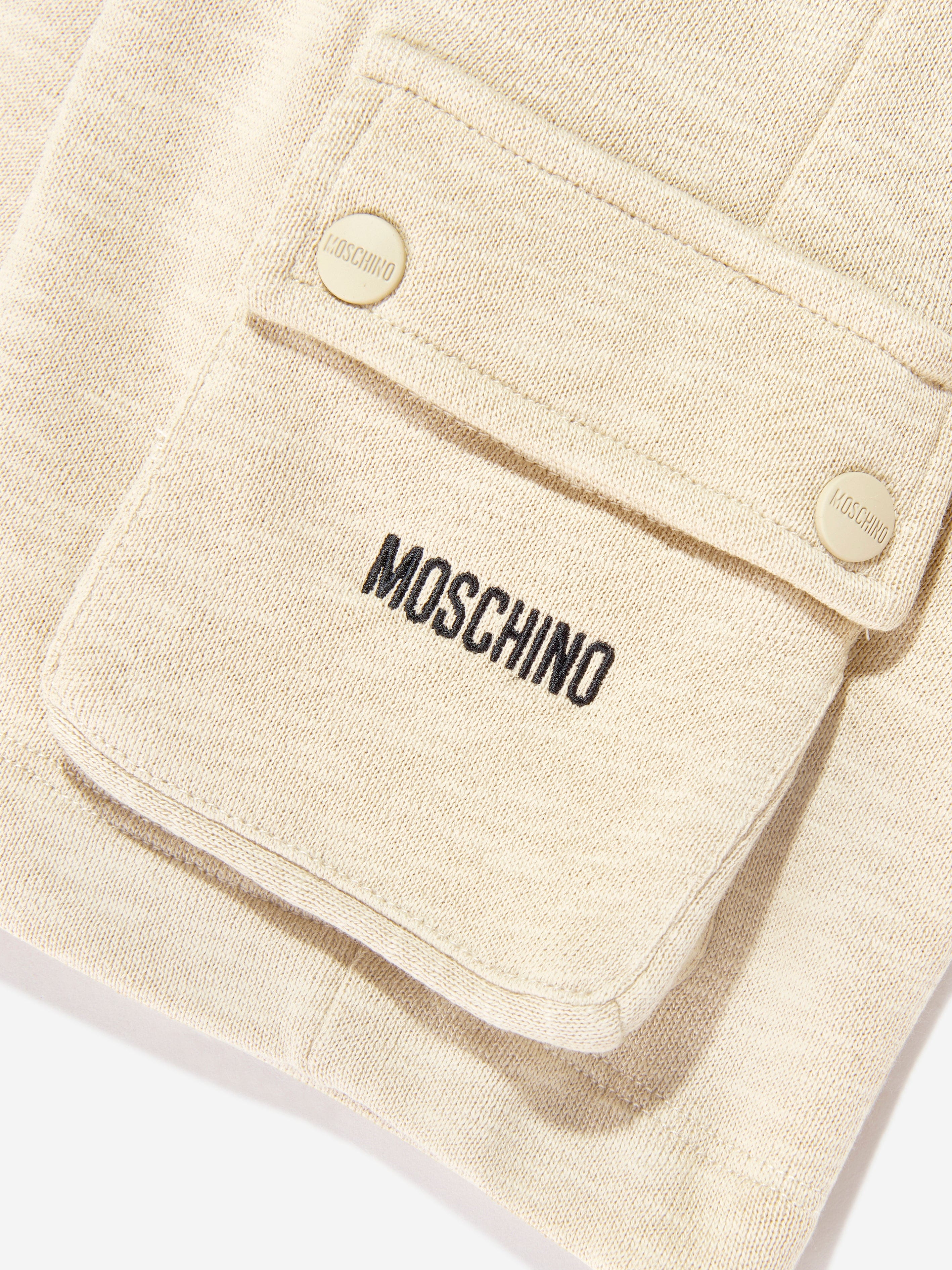 Moschino Boys Logo Pocket Shorts in Beige