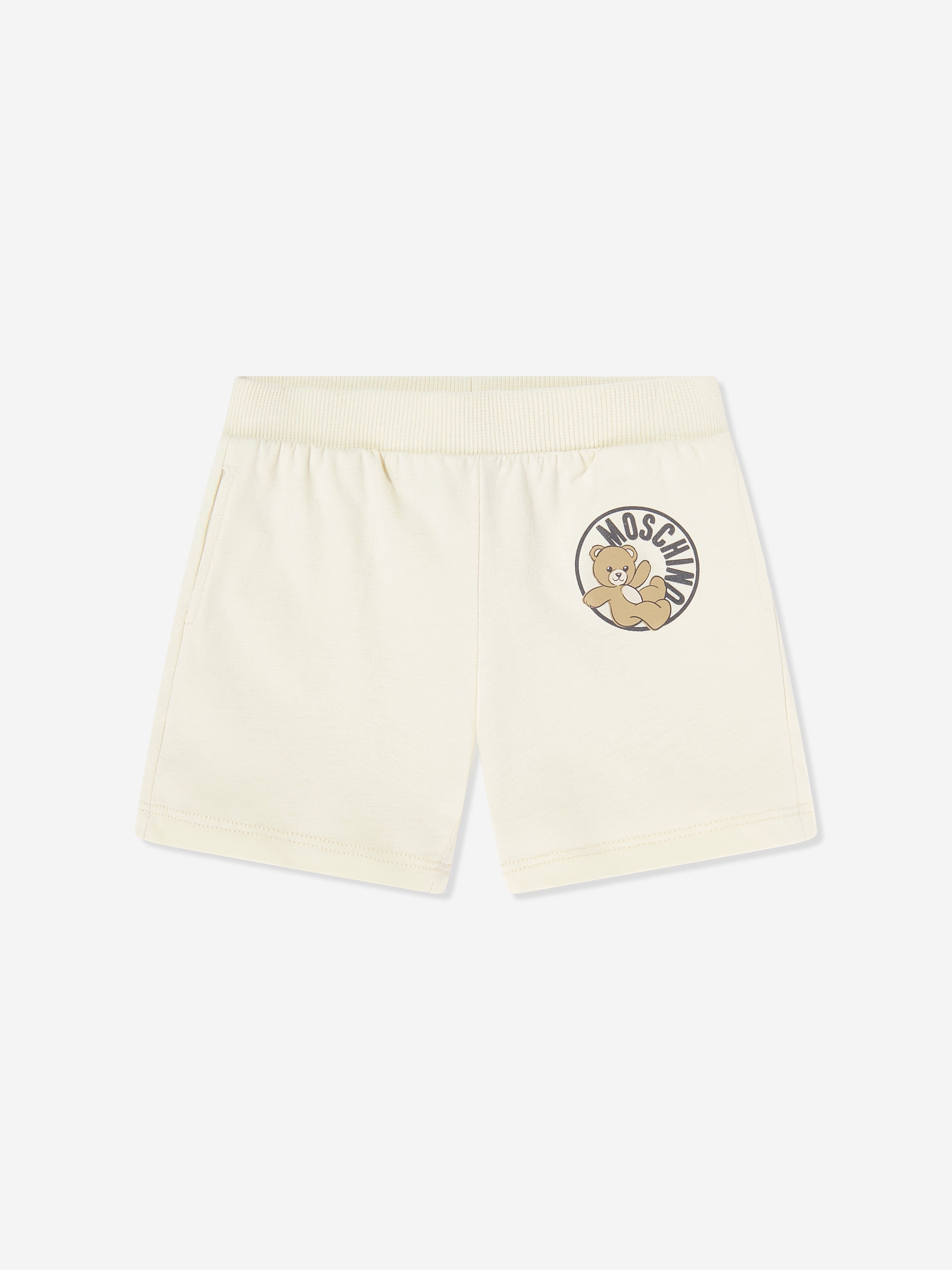 Moschino Baby Teddy Bear Logo Short Set in Beige
