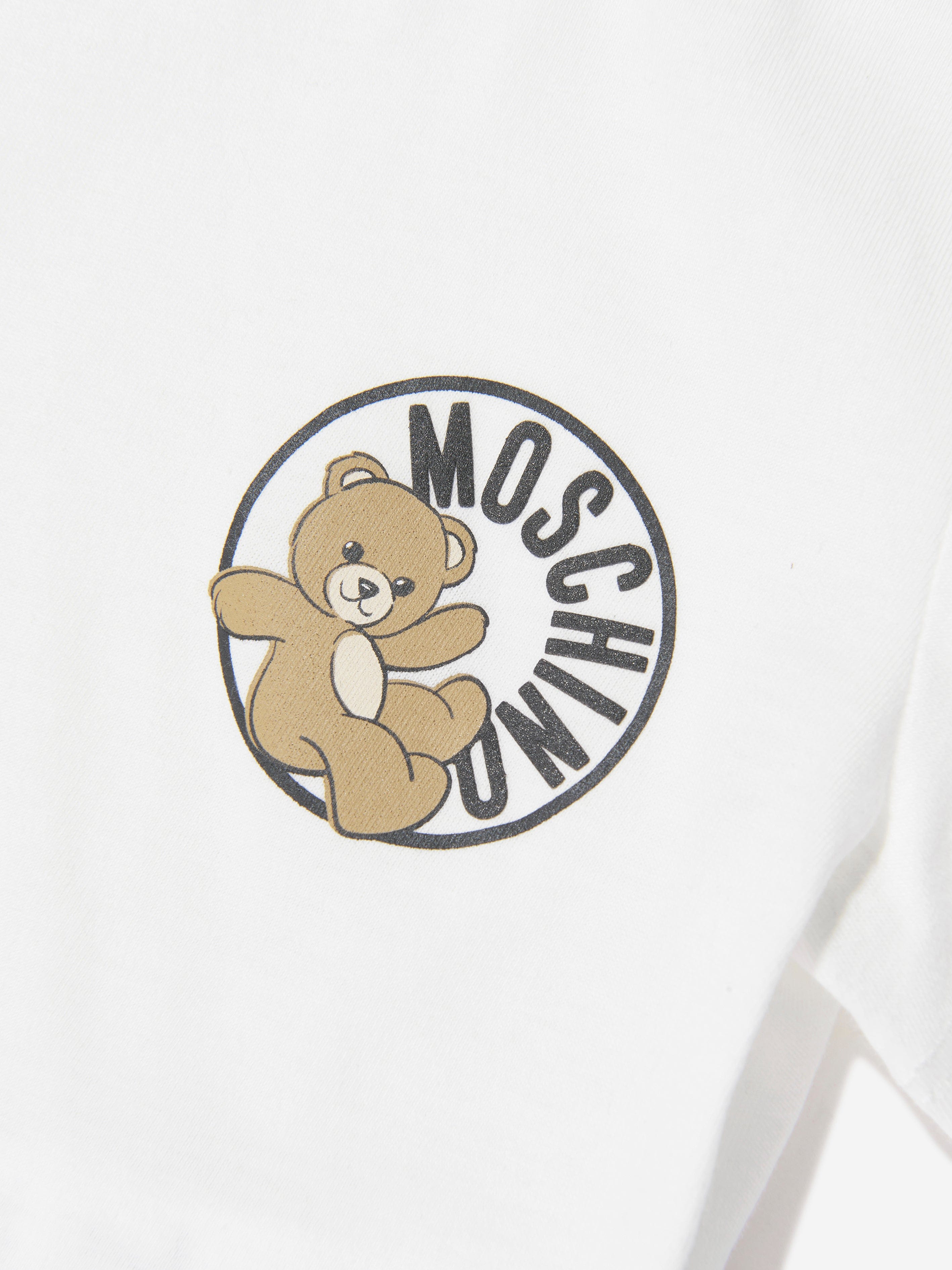 Moschino Baby Teddy Bear Logo Short Set in Beige