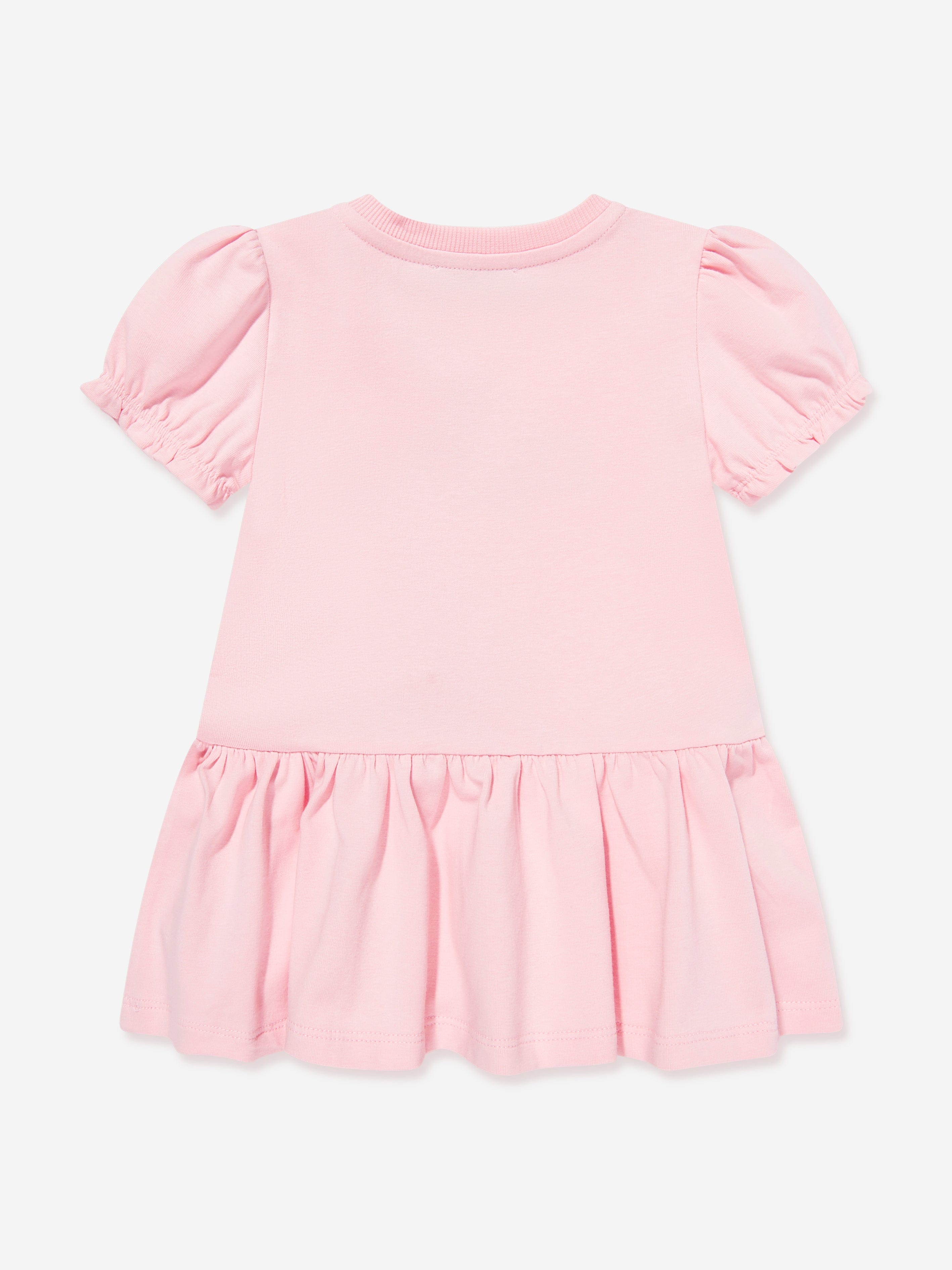 Moschino Baby Girls Teddy Bear Logo Dress in Pink