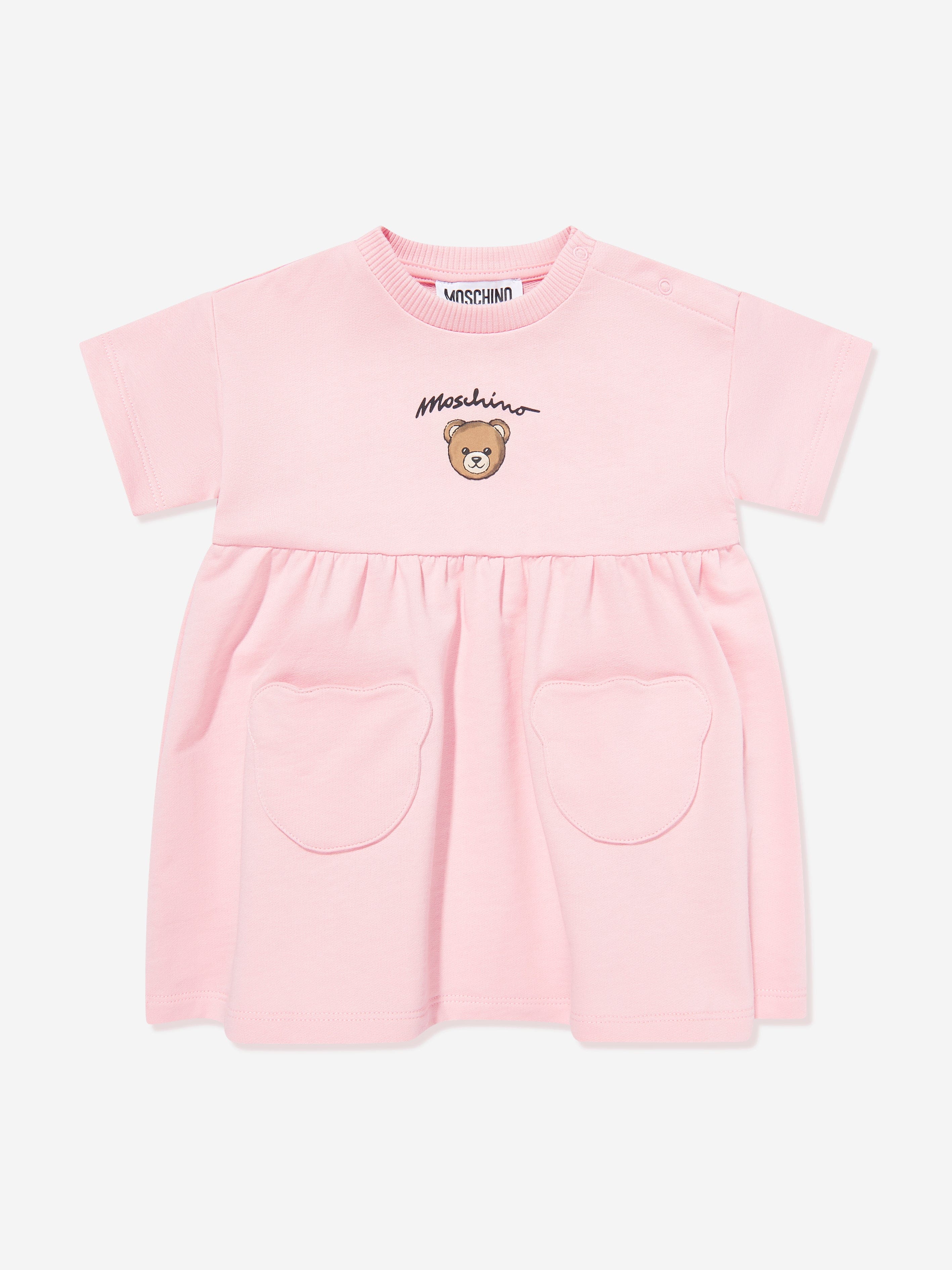 Moschino Baby Girls Bear Pocket Dress in Pink
