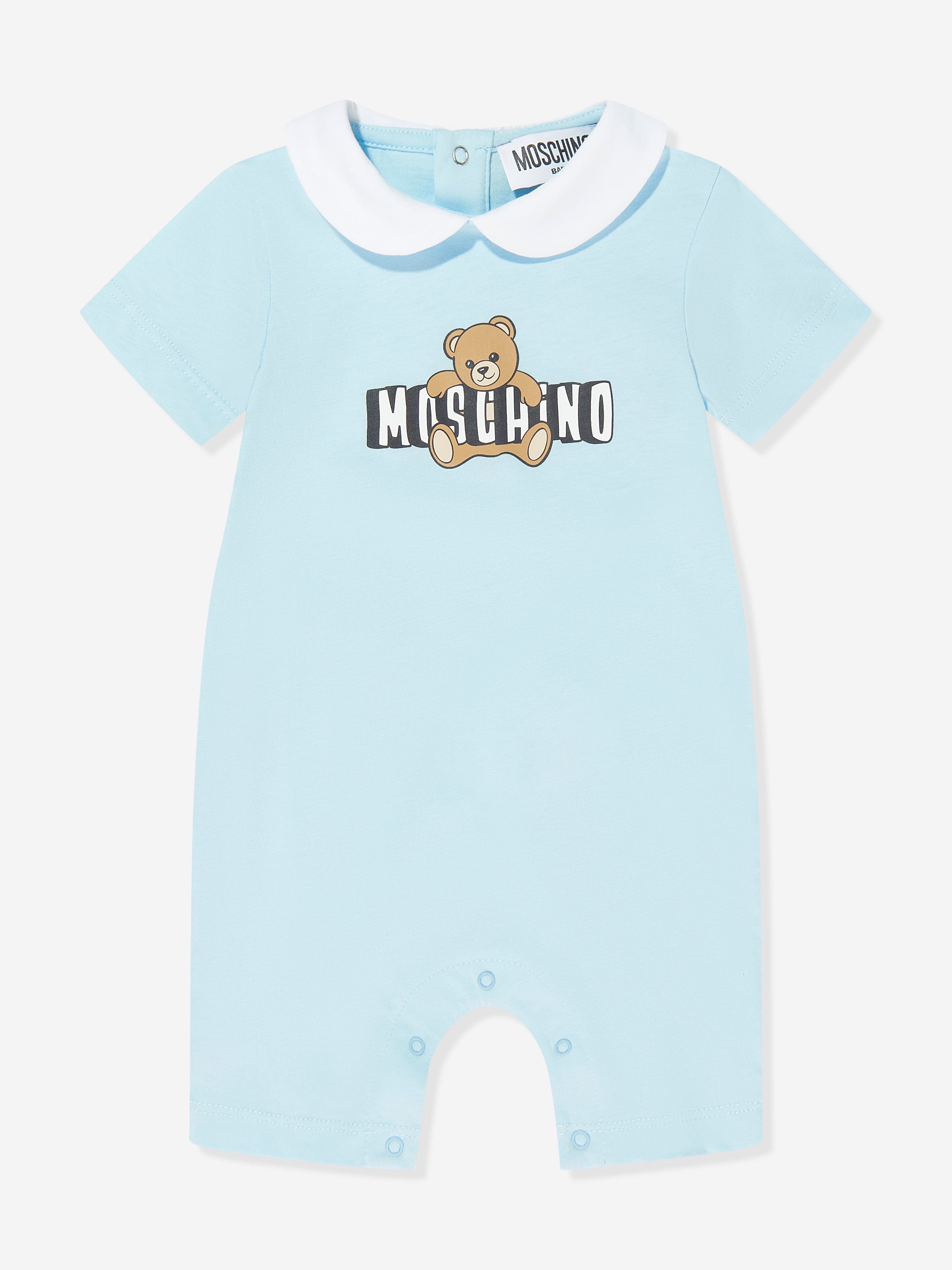 Moschino Baby Boys Teddy Bear Logo Romper in Blue