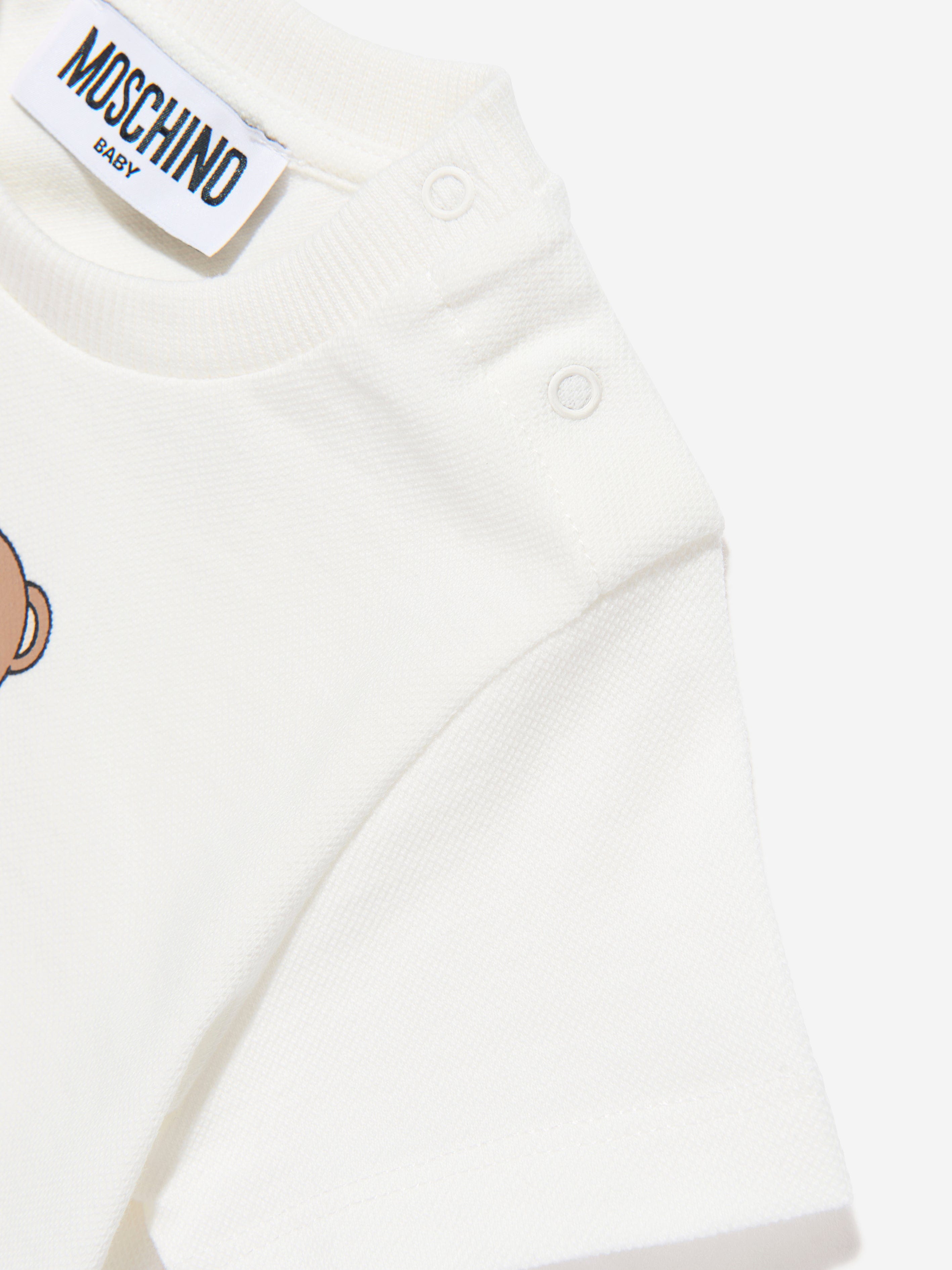Moschino Baby Teddy Bear Logo T-Shirt in Ivory