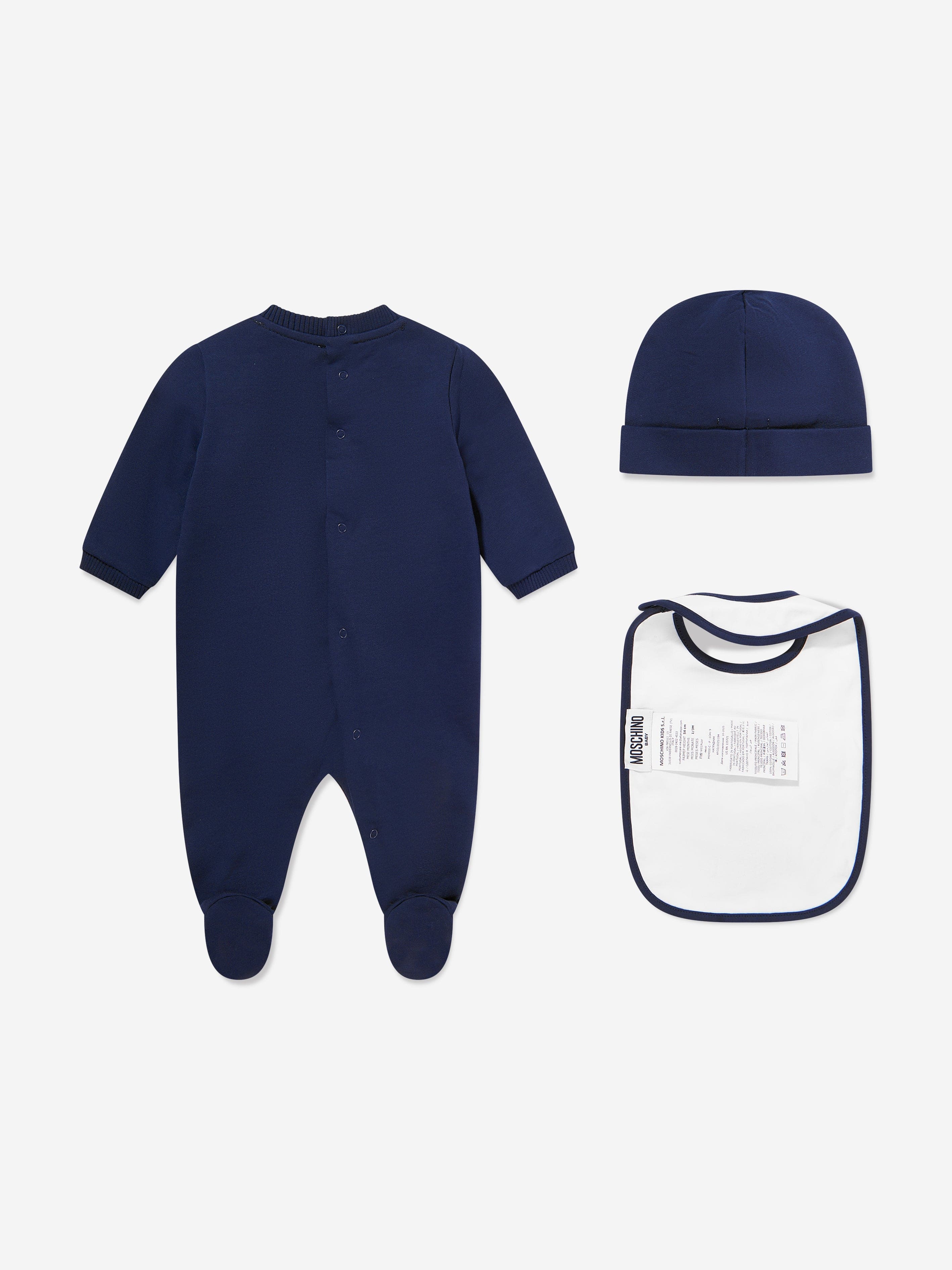 Moschino Baby Teddy Bear Logo Babygrow Set in Navy