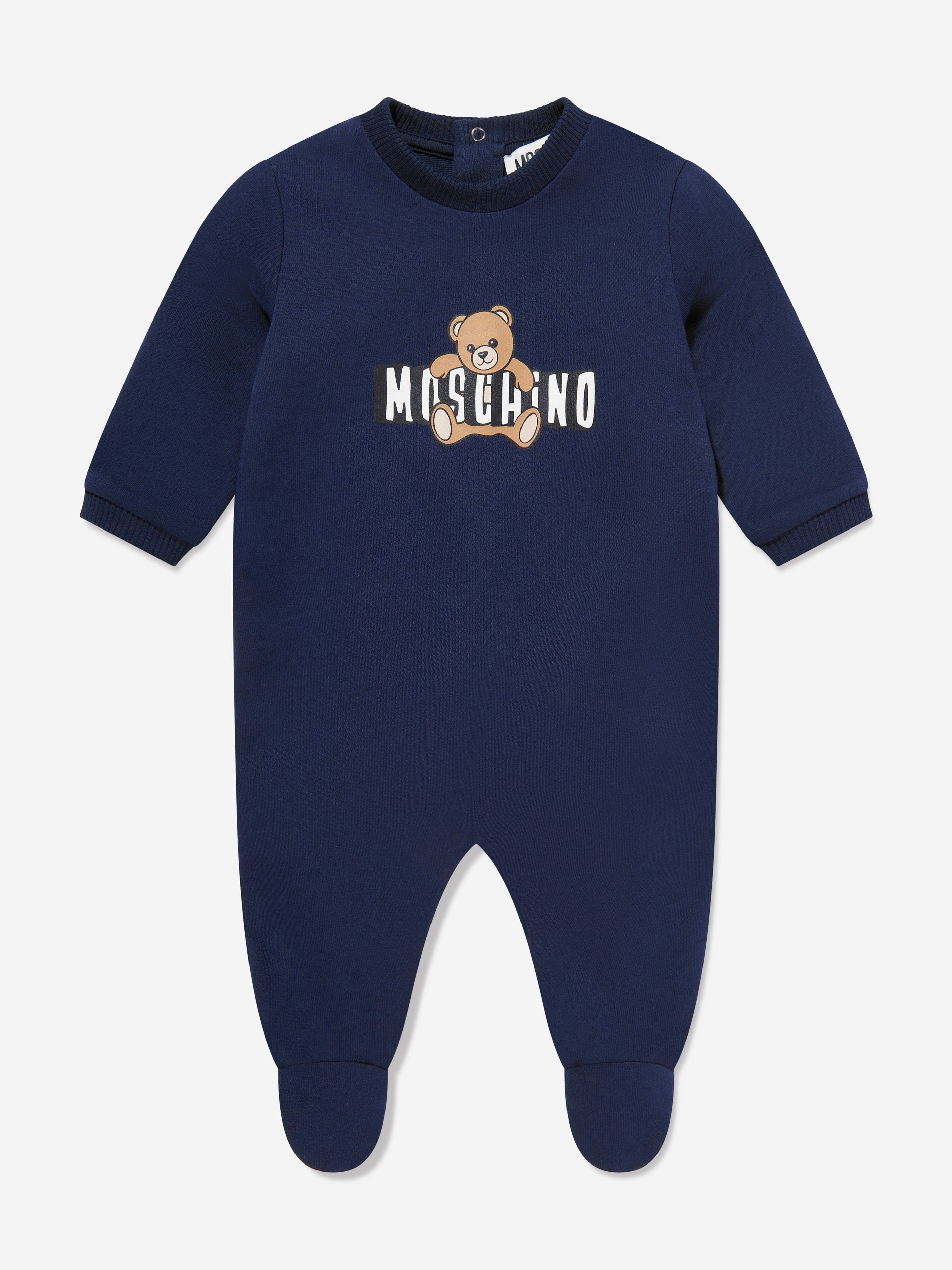 Moschino Baby Teddy Bear Logo Babygrow Set in Navy