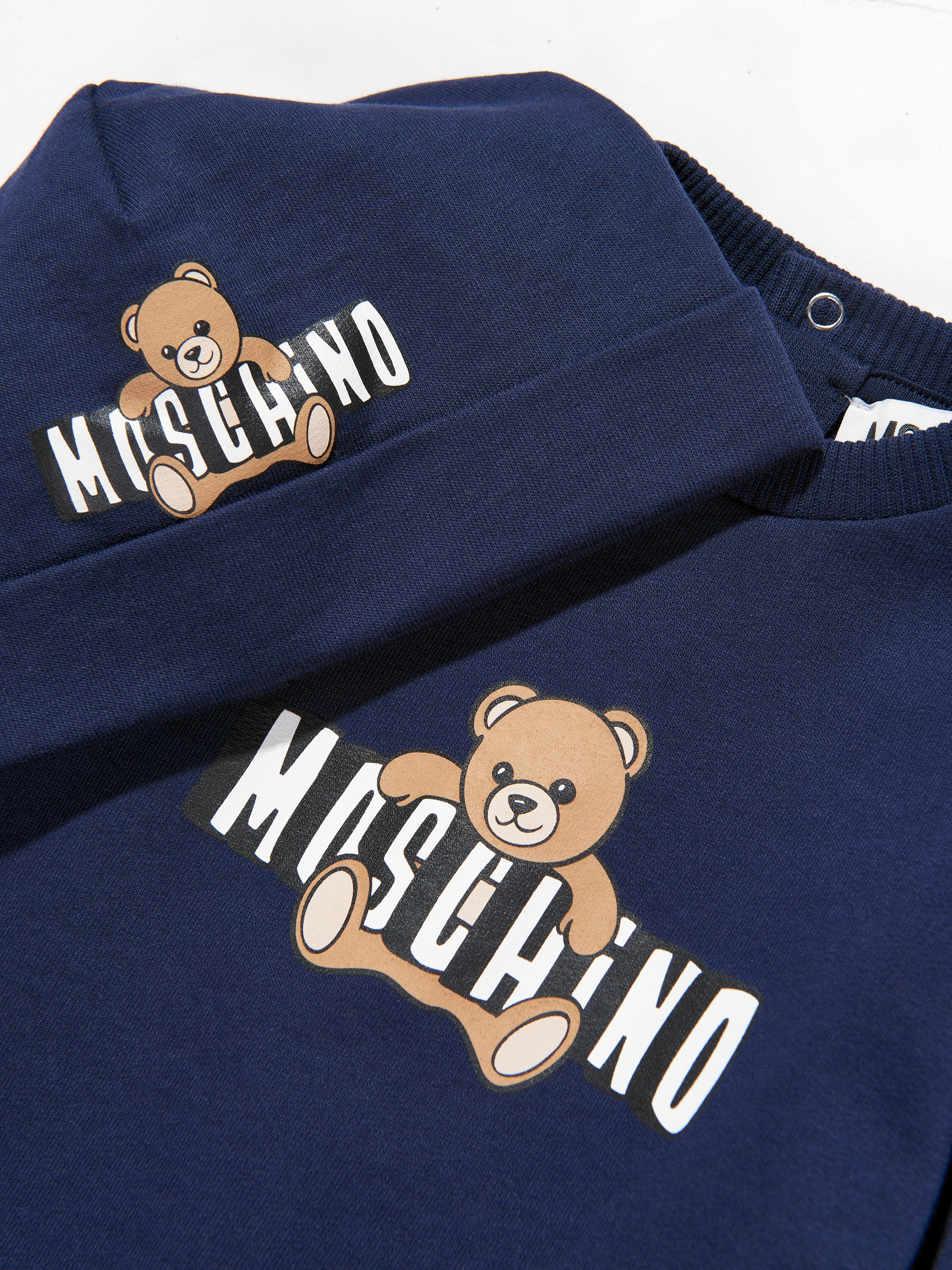 Moschino Baby Teddy Bear Logo Babygrow Set in Navy